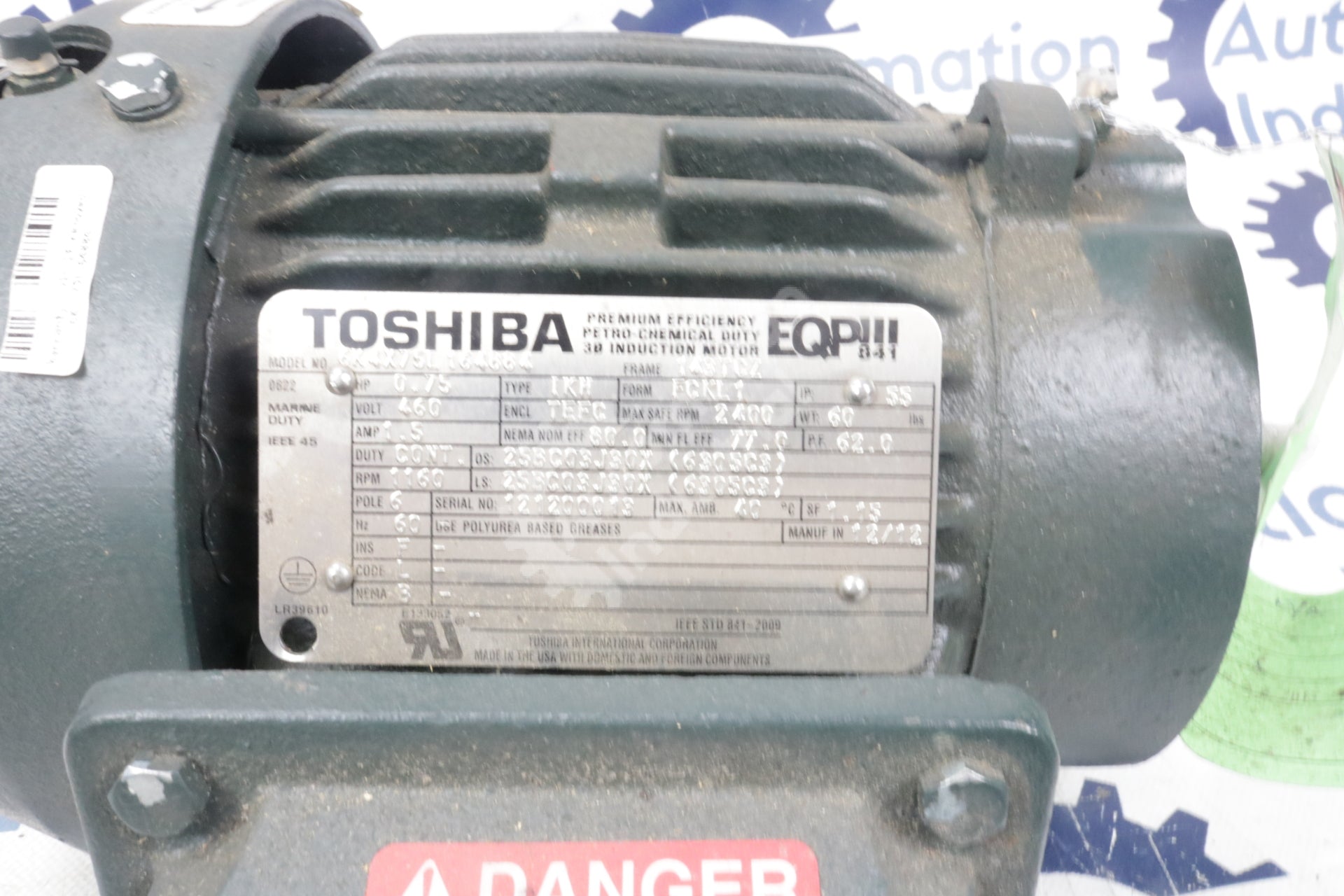 6K4X75L164884 By Toshiba Premium Efficiency Petro-Chemical Induction Motor NSFP