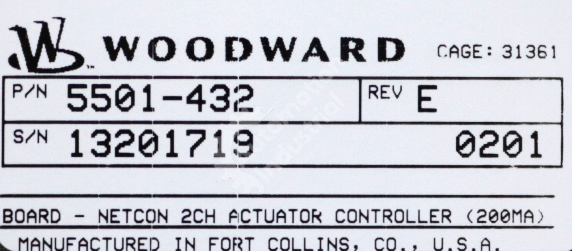 5501-432 By Woodward Actuator Control Module NetCon Actuator Controller NSFP