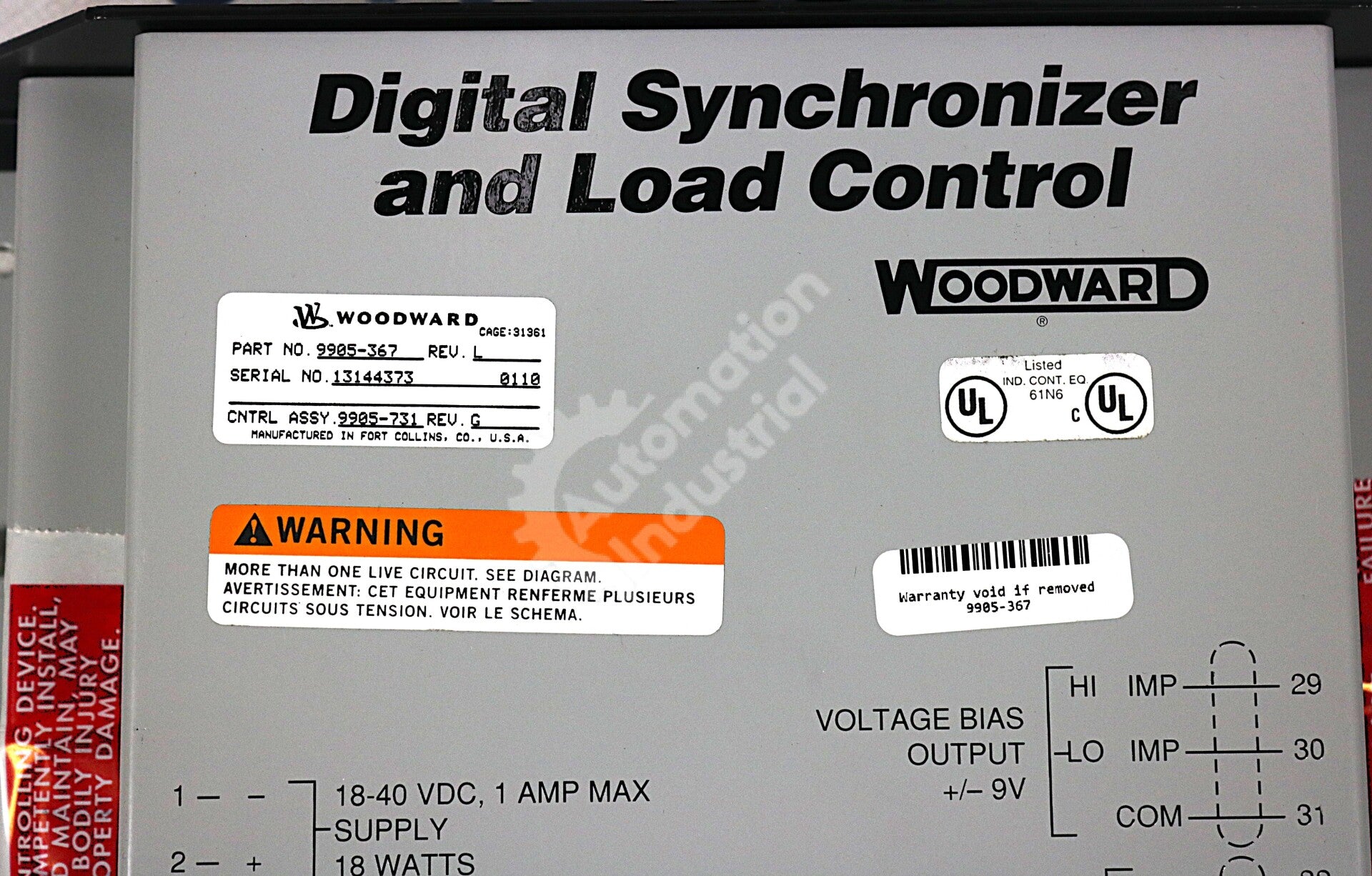 9905-367 By Woodward 18-40VDC Digital Synchronizer and Load Control Module NSFP