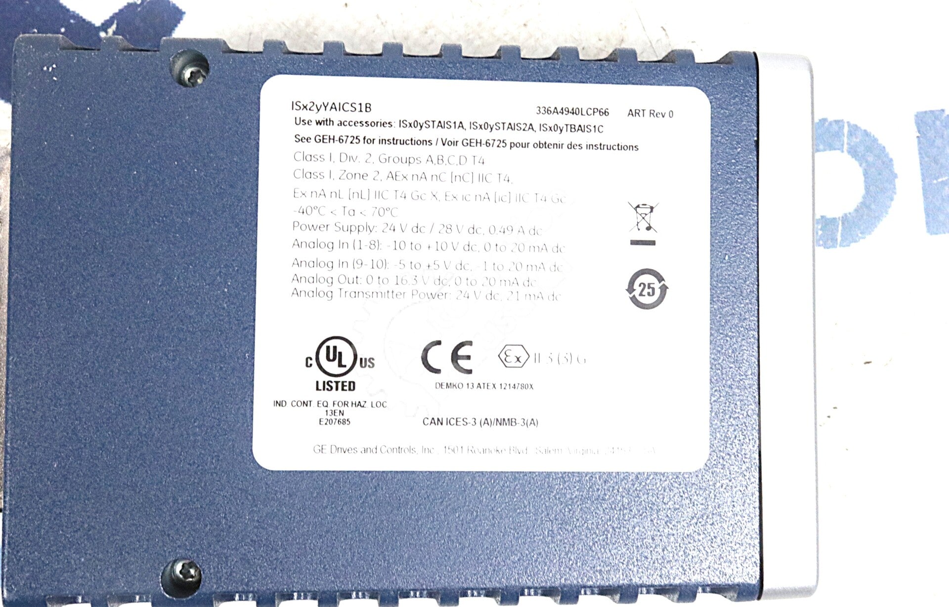 IS420YAICS1B By General Electric Analog I/O Pack NSNB
