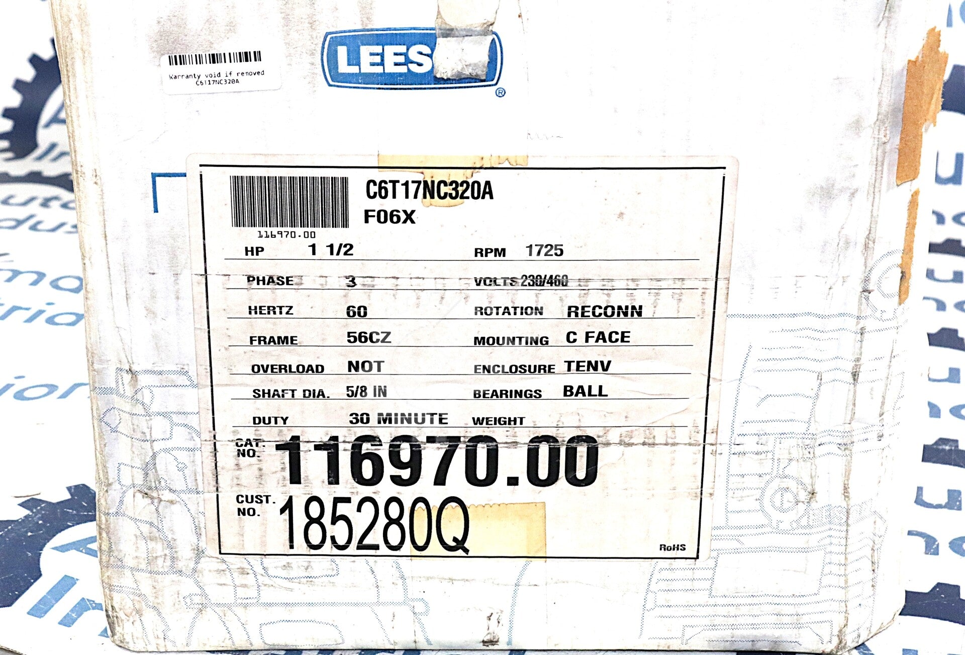 C6T17NC320A By Leeson 116970.00 3 Phase Washguard SST Stainless Steel Motor NSFP