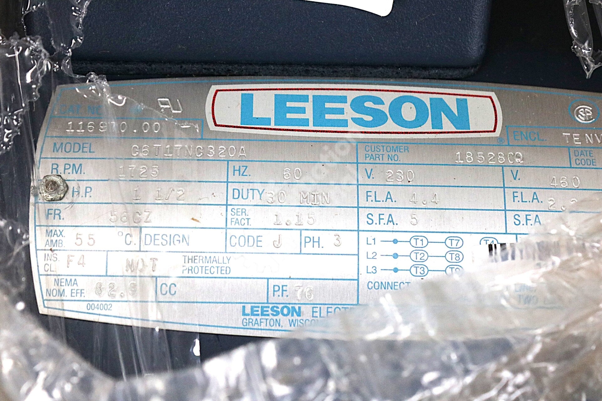C6T17NC320A By Leeson 116970.00 3 Phase Washguard SST Stainless Steel Motor NSNB