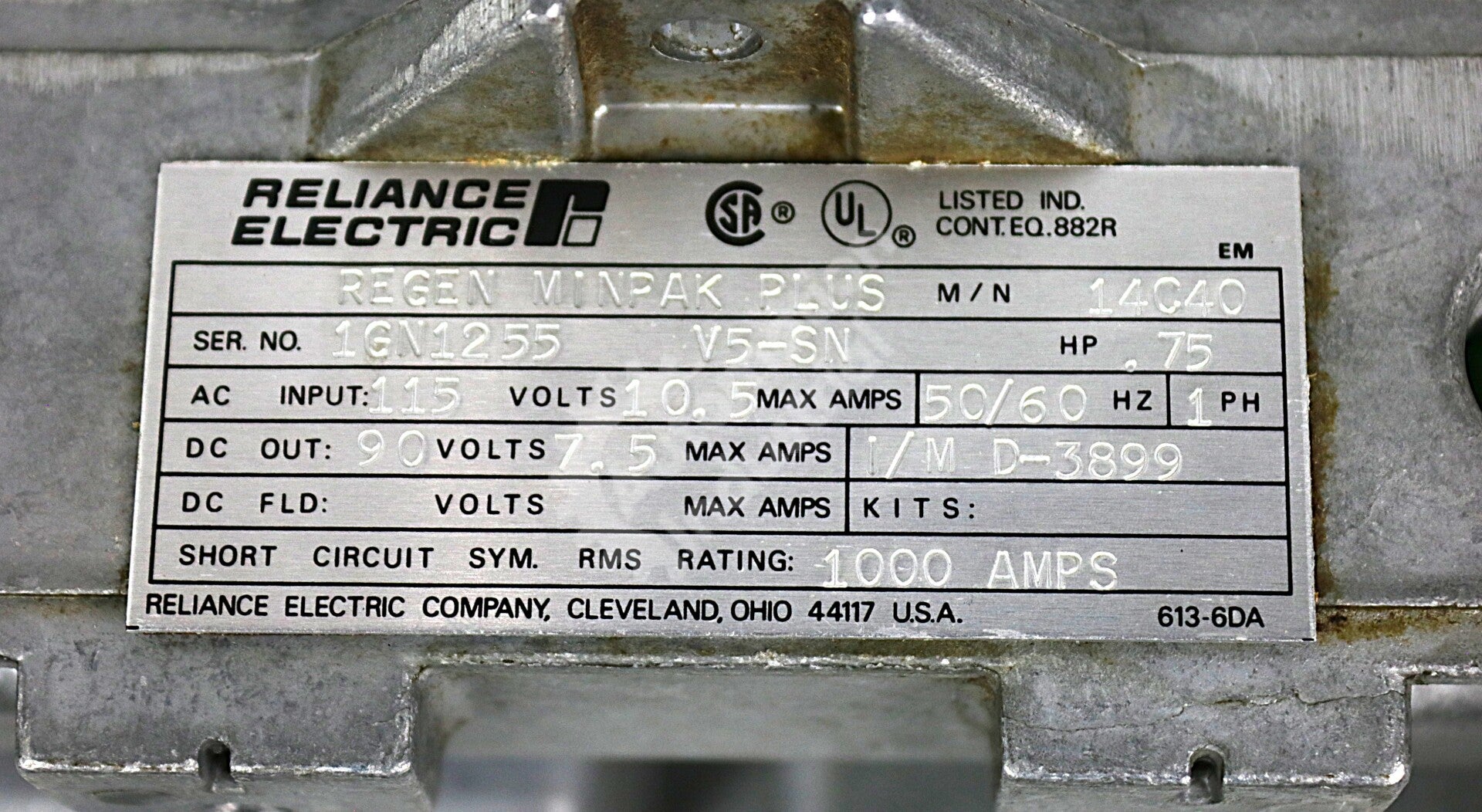 14C40 By Reliance Electric 1-Phase 3/4 HP Regenerative DC Drive MinPak Plus NSNB