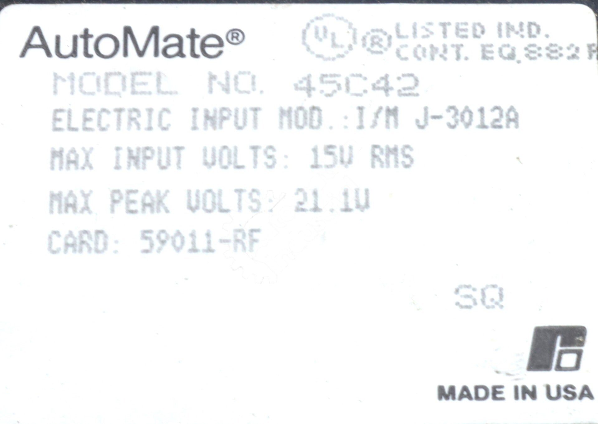 45C42 By Reliance Electric 15V Dual Electronic Input Module NSNB AutoMate