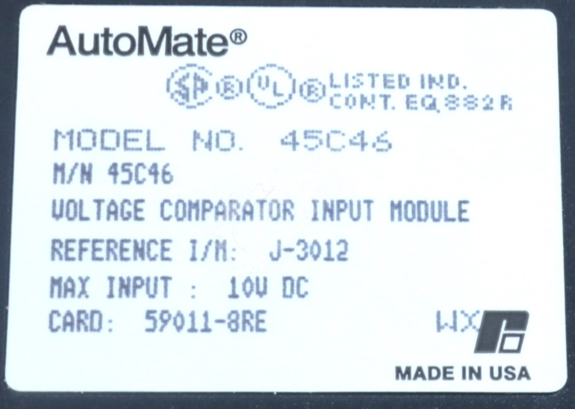 45C46 By Reliance Electric Dual Voltage Comparator Input Module NSNB AutoMate