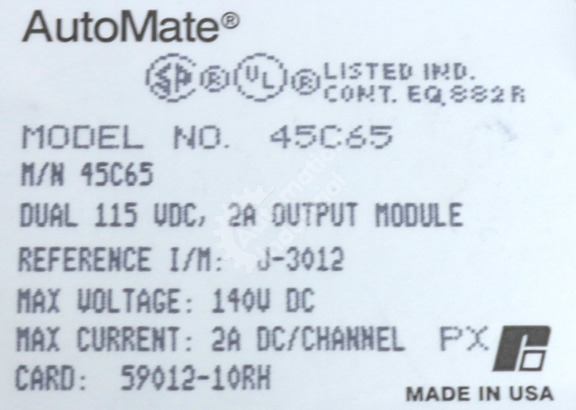 45C65 By Reliance Electric Dual 115 VDC 2A Output Module NSNB AutoMate