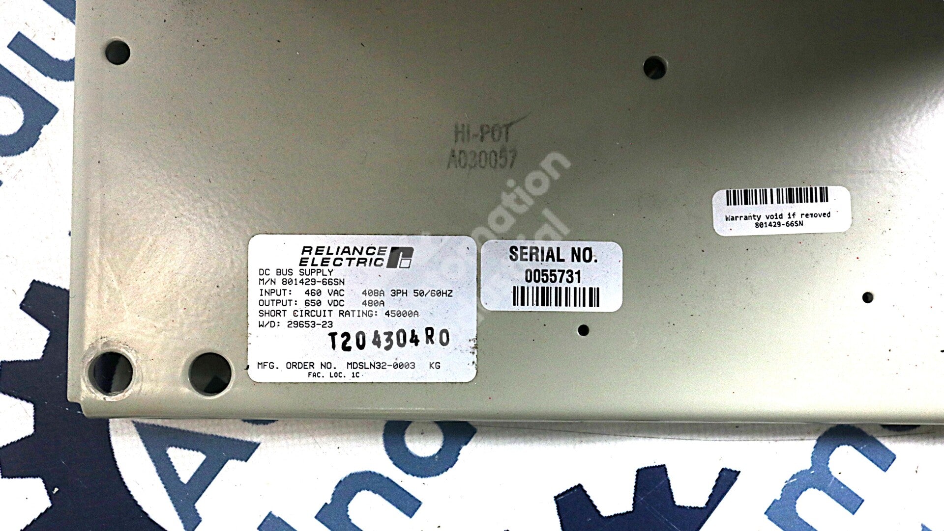 801429-66SN By Reliance Electric 460V DC Bus Supply NSNB