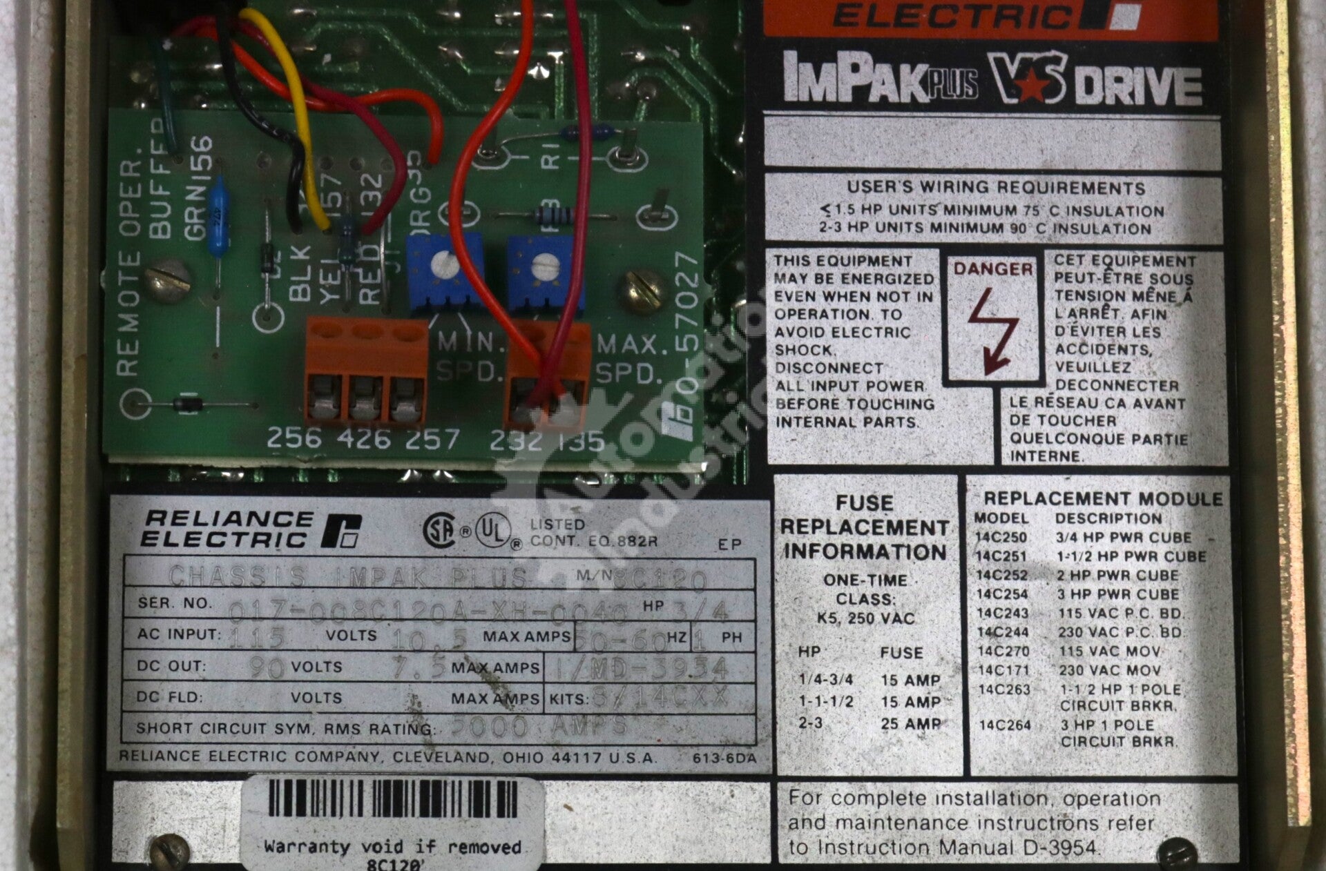 8C120 By Reliance Electric Variable Speed DC Drive ImPak Plus NSNB