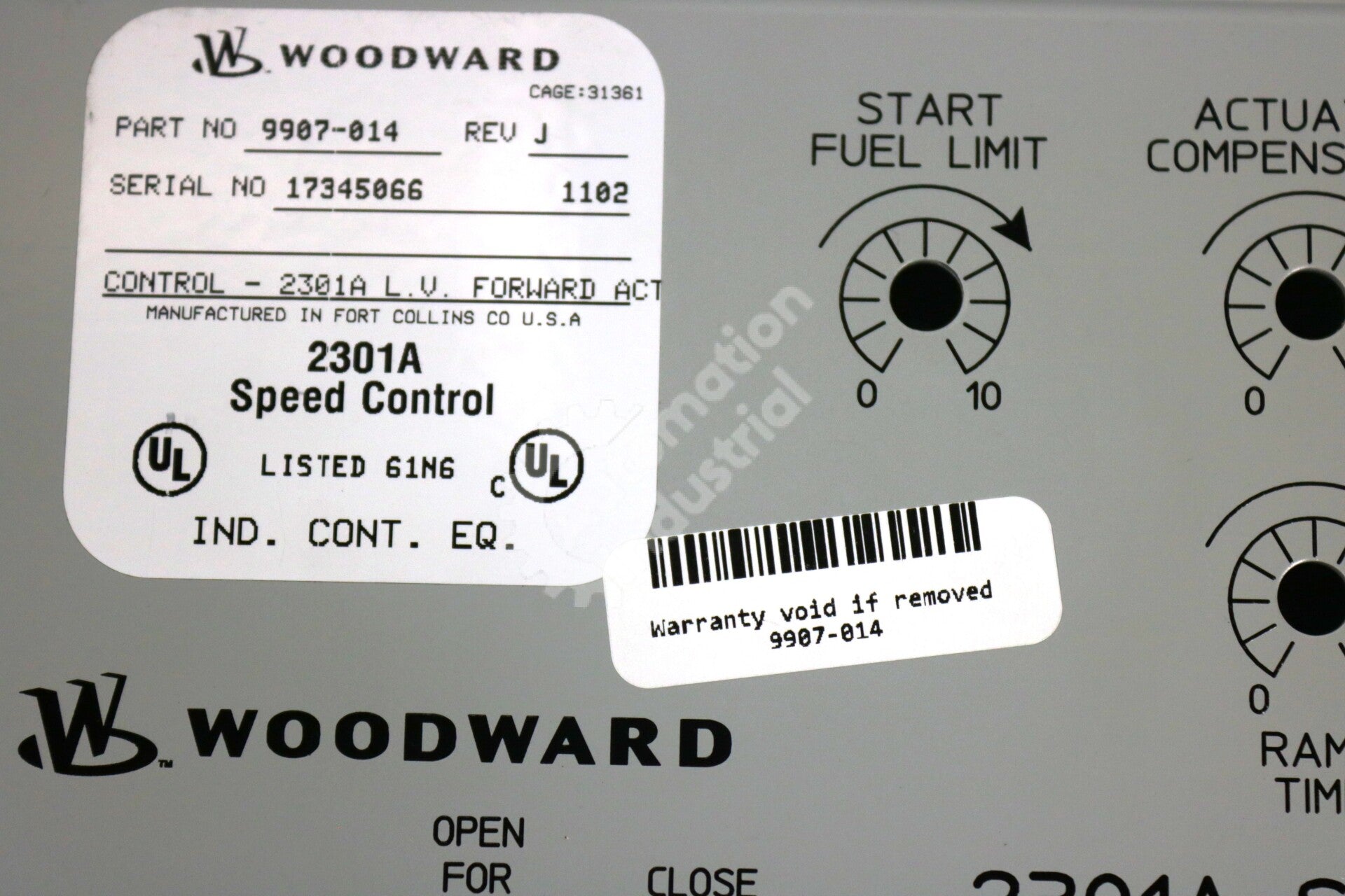 9907-014 By Woodward Foward Acting Speed Controller New Surplus No Box