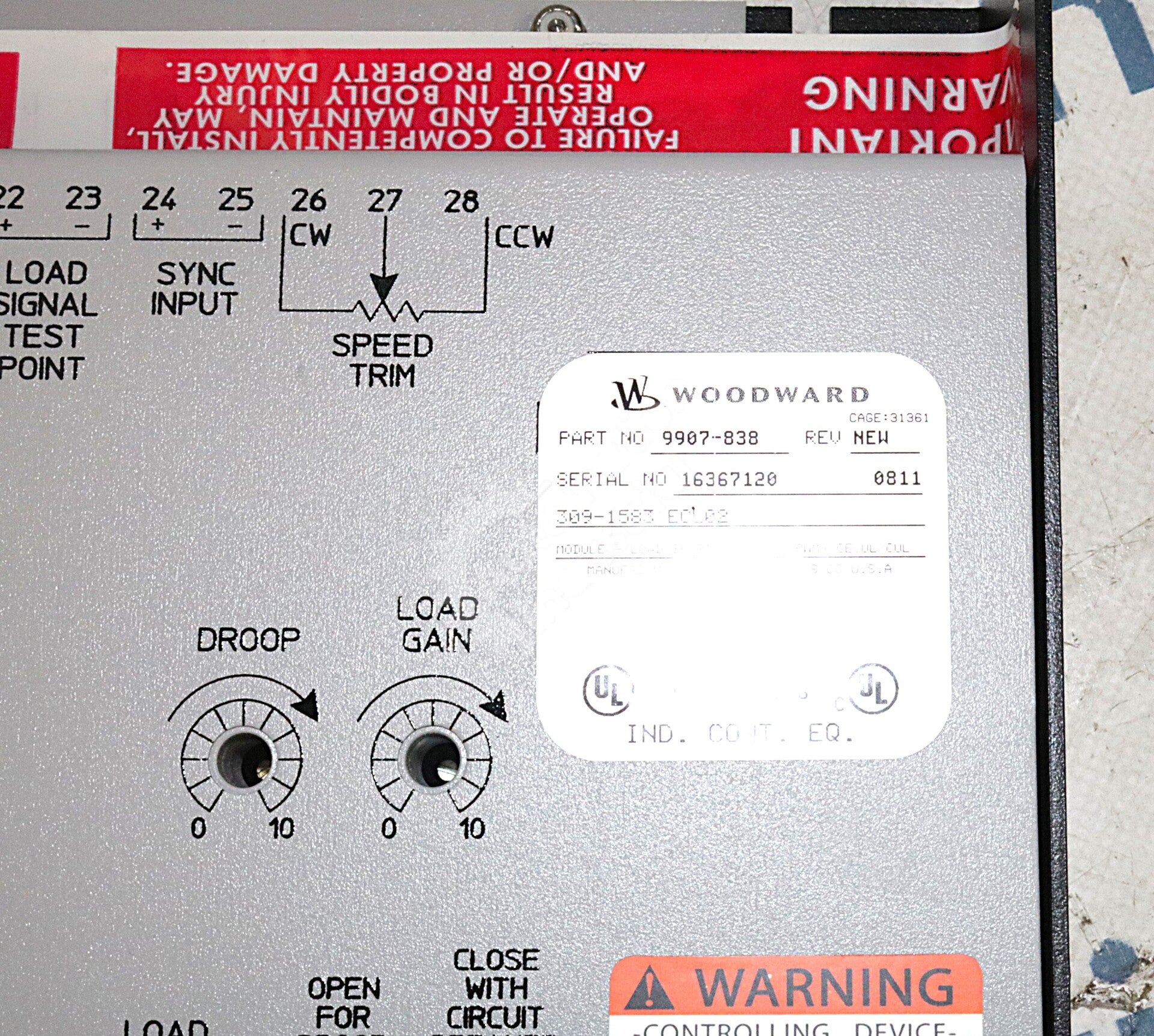 9907-838 By Woodward 24VDC Load Sharing Module NSNB
