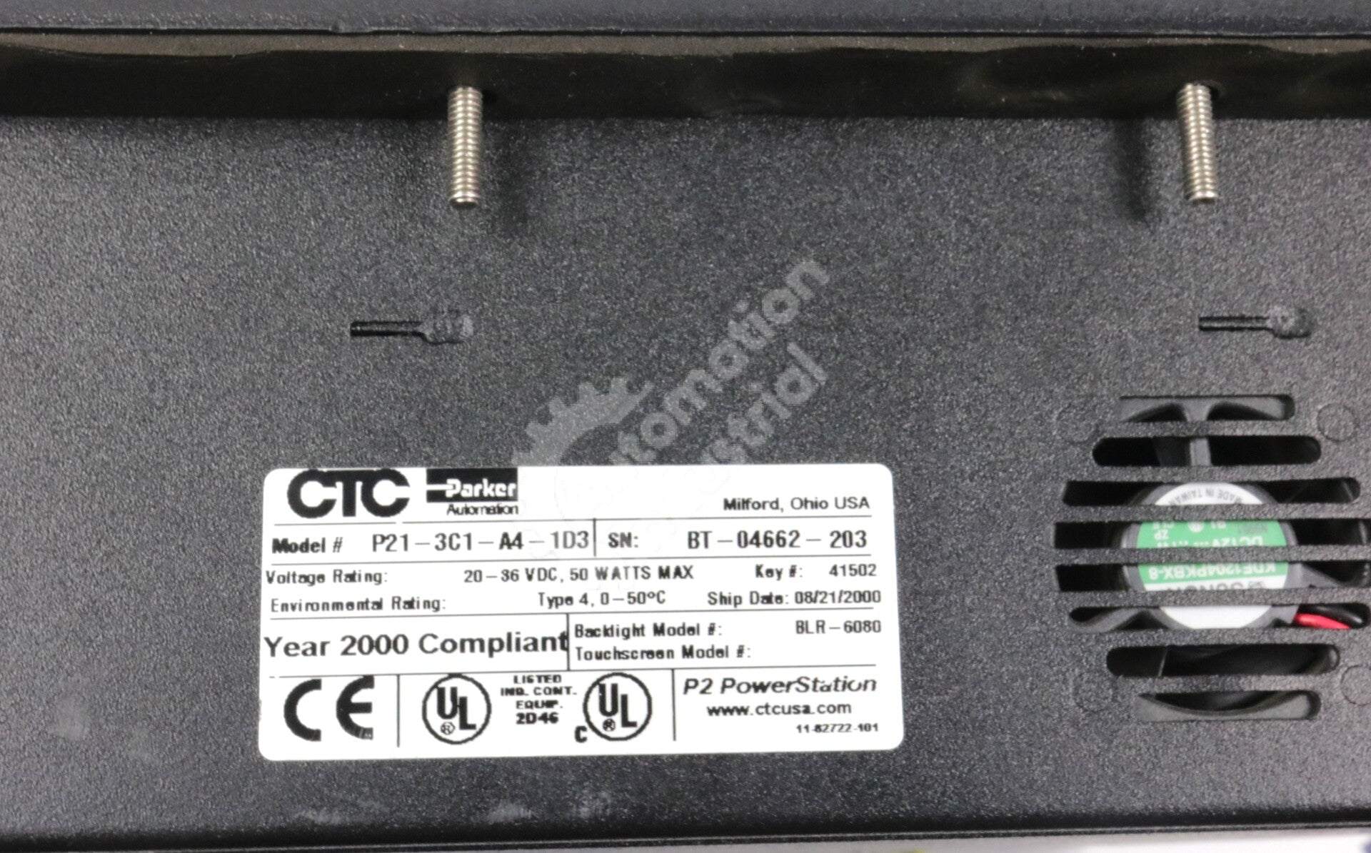 P21-3C1-A4-1D3 By CTC Parker Automation 12in 24VDC Touchscreen Powerstation
