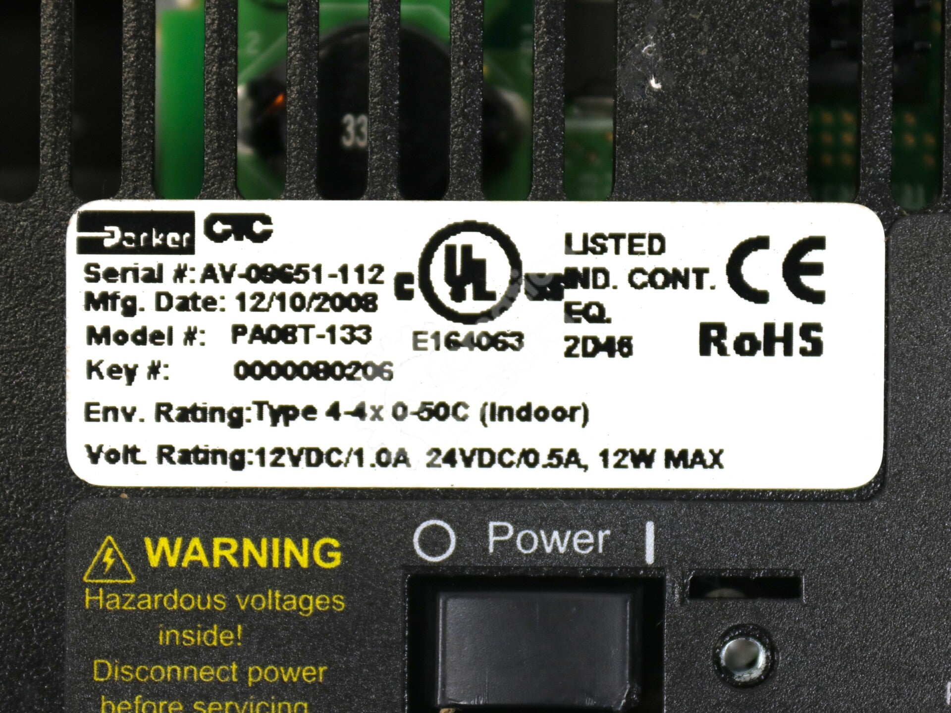 PA08T-133 By CTC Parker Automation 8In Color Touchscreen HMI