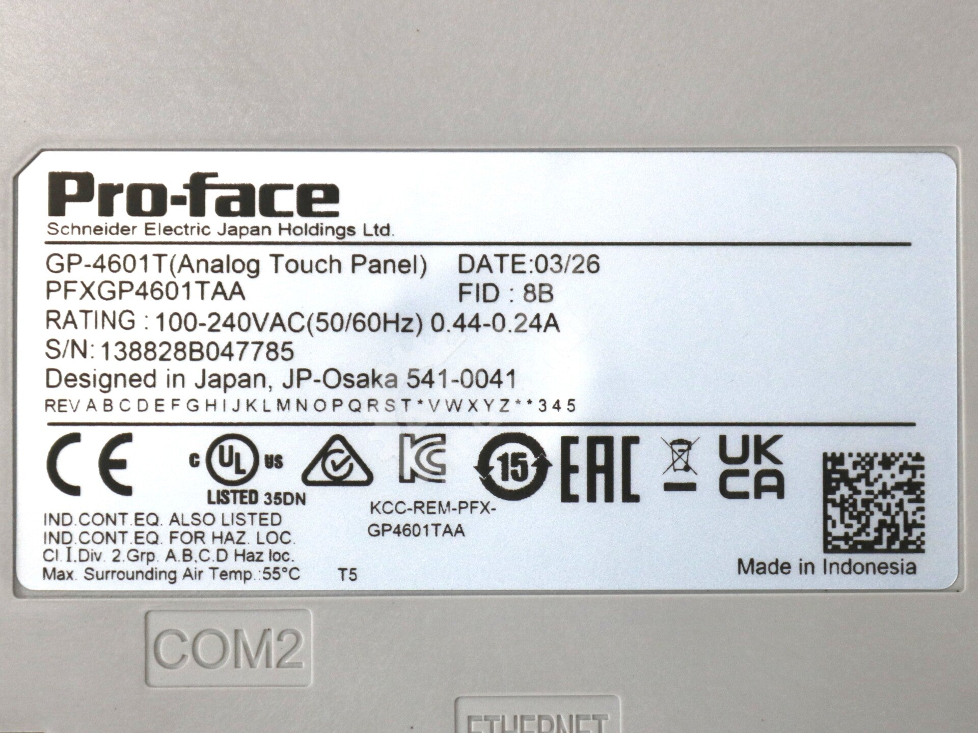 PFXGP4601TAA By Pro-face Xycom GP-4601TAA 12.1 inch Touchscreen HMI NSFM
