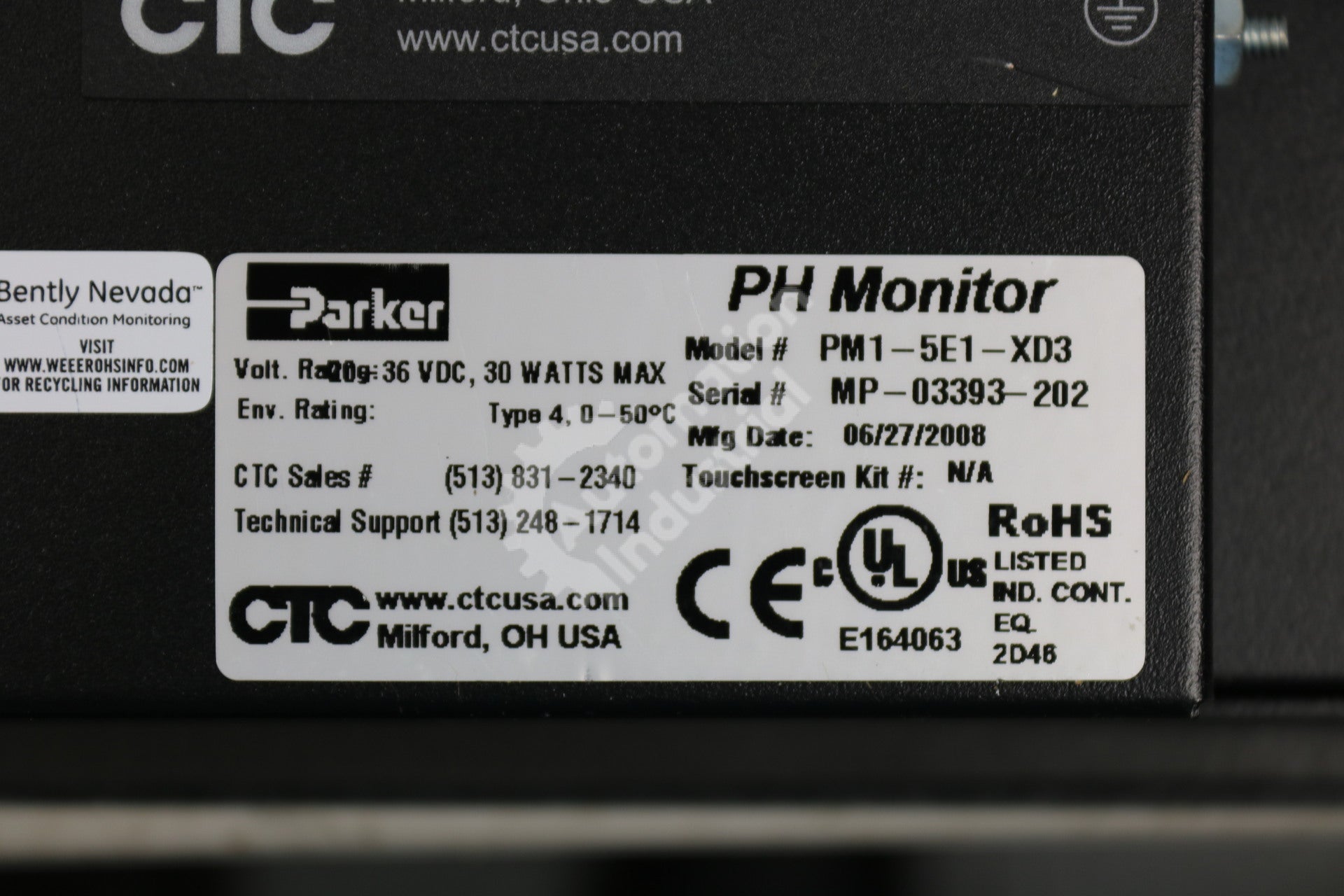 PM1-5E1-XD3 By CTC Parker Automation 15 Inch P1 Powerstation Monitor