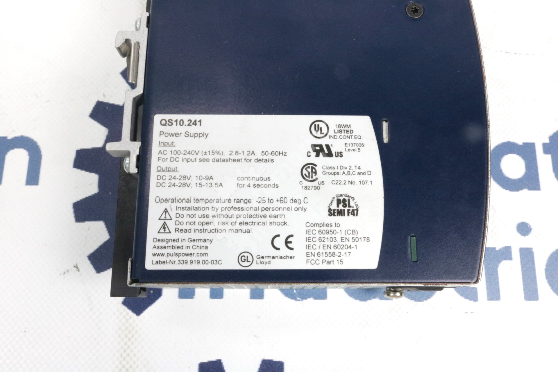 QS10.241 By PULS Dimension 100-240VAC Input 24-28VDC Output 1-Phase Power Supply