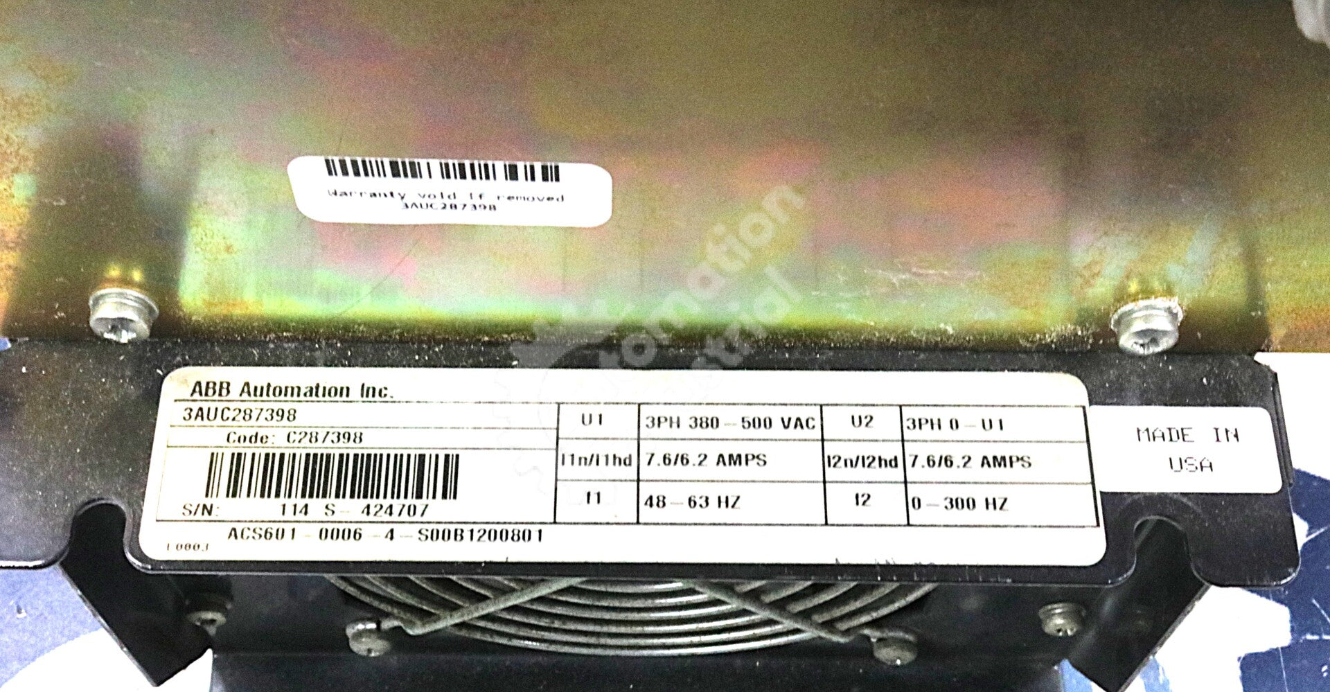 3AUC287398 By ABB 3 Phase 380-500VAC 7.6/6.2 Amps Variable Frequency Drive