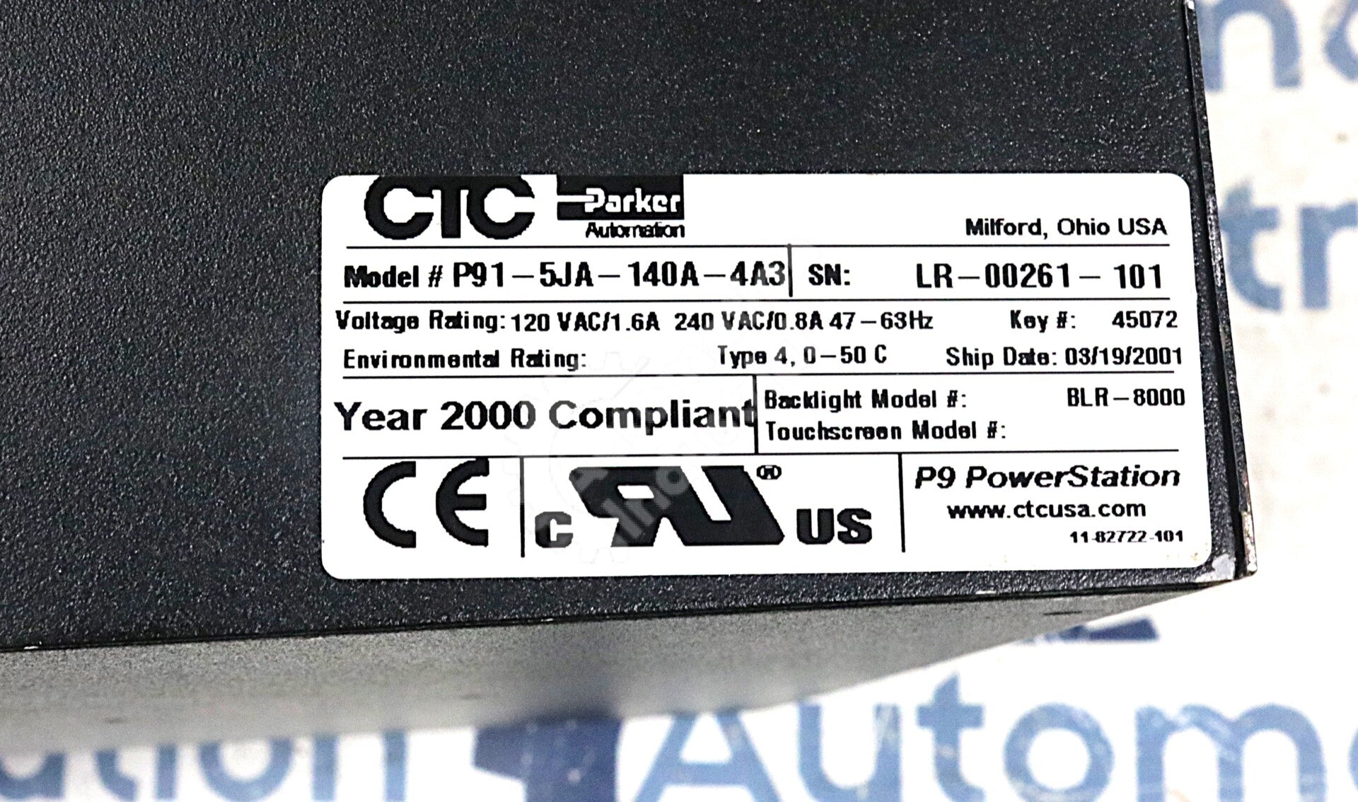 P91-5JA-140A-4A3 By CTC Parker Automation 15in Color Display Operator Interface