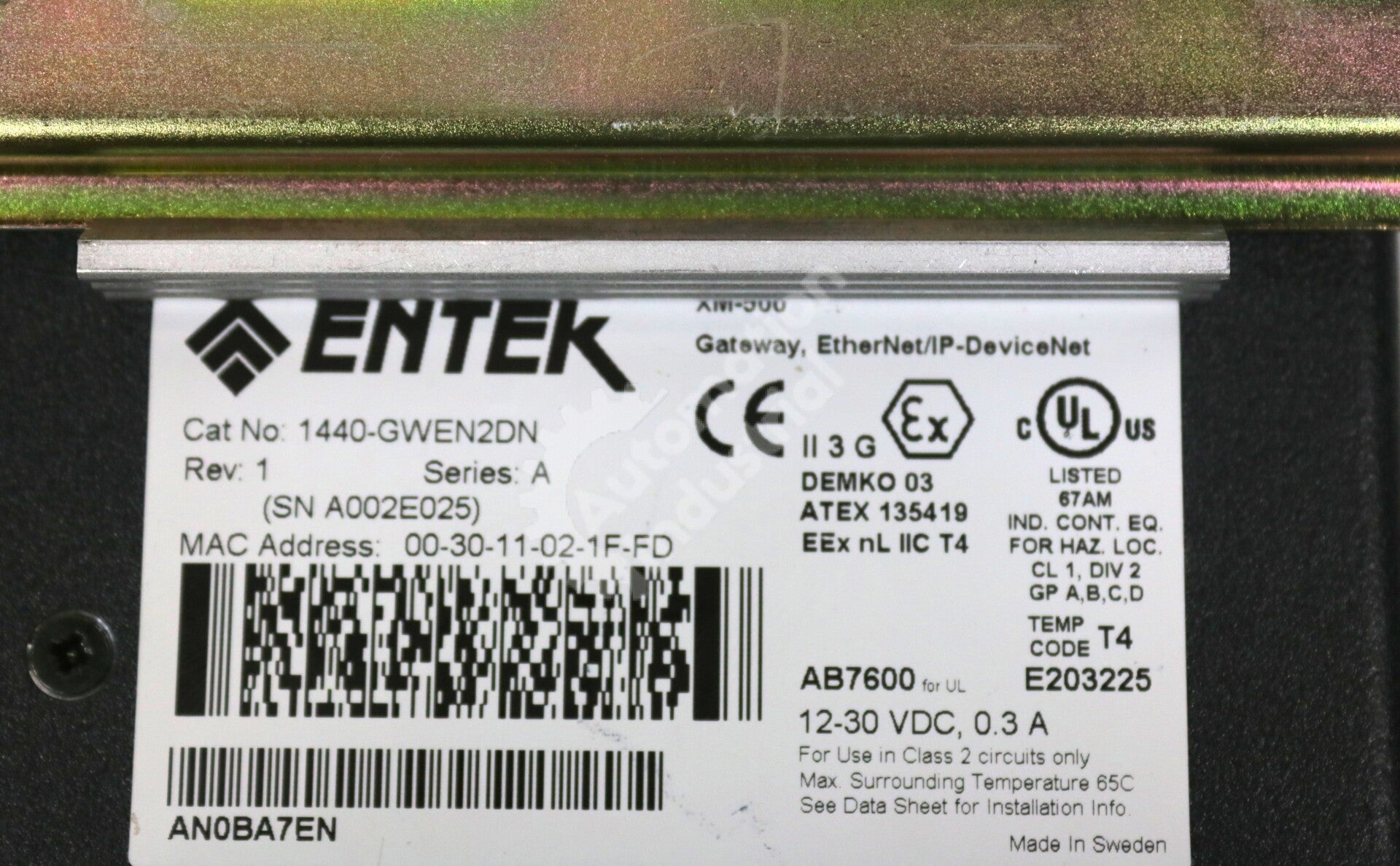 1440-GWEN2DN By ENTEK XM-500 Ethernet Gateway IP DeviceNet