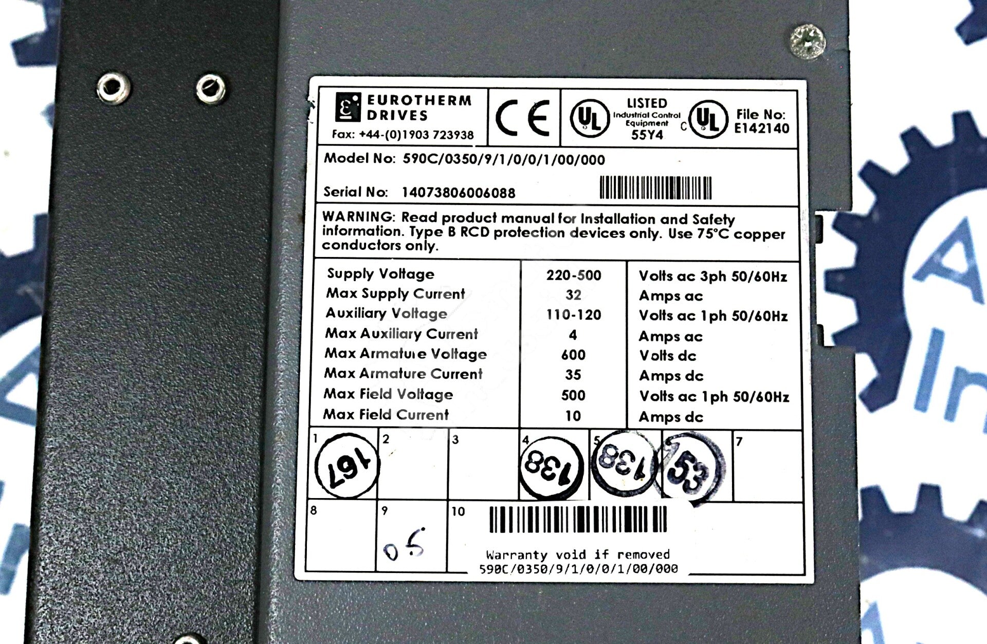 Eurotherm 590C/0350/9/1/0/0/1/00/000 220-500VAC Digital Converter Drive 590 Link