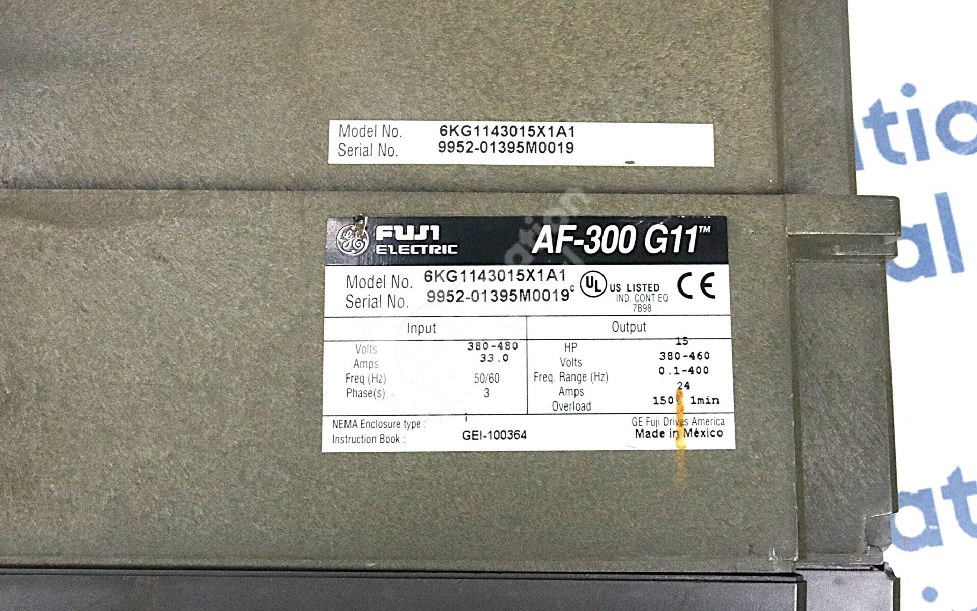 6KG1143015X1A1 By GE Fuji 3 Phase 380-480V 50/60Hz 15HP AC Drive