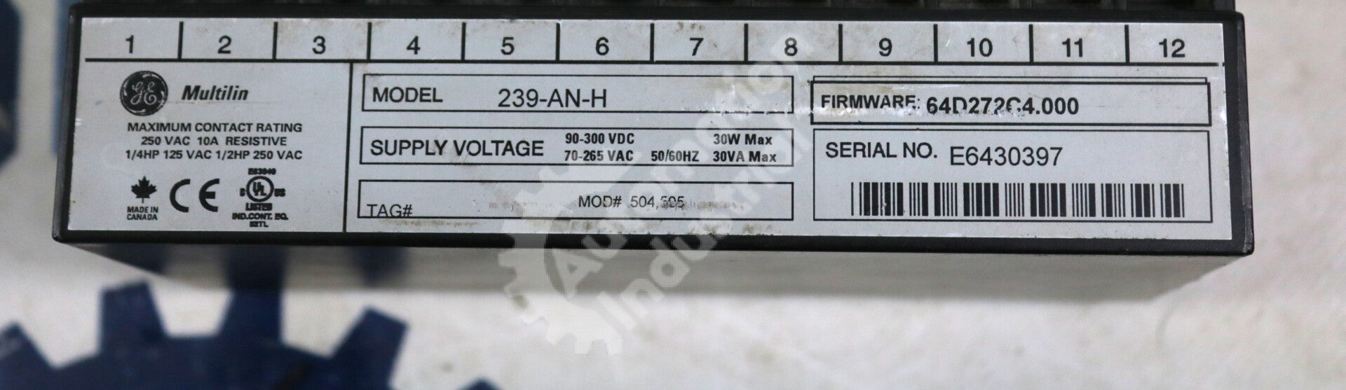 239-AN-H By GE Multilin 90-300VDC 70-265VAC 10A Motor Protection Relay