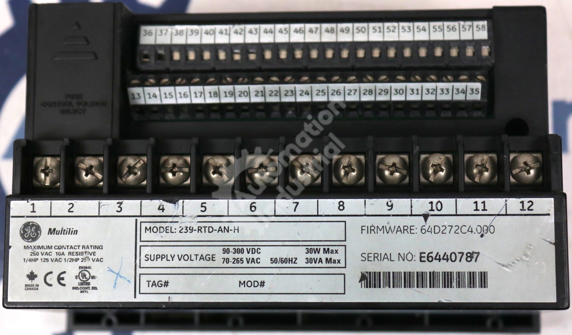 239-RTD-AN-H By GE Multilin 239 Motor Protection Relay