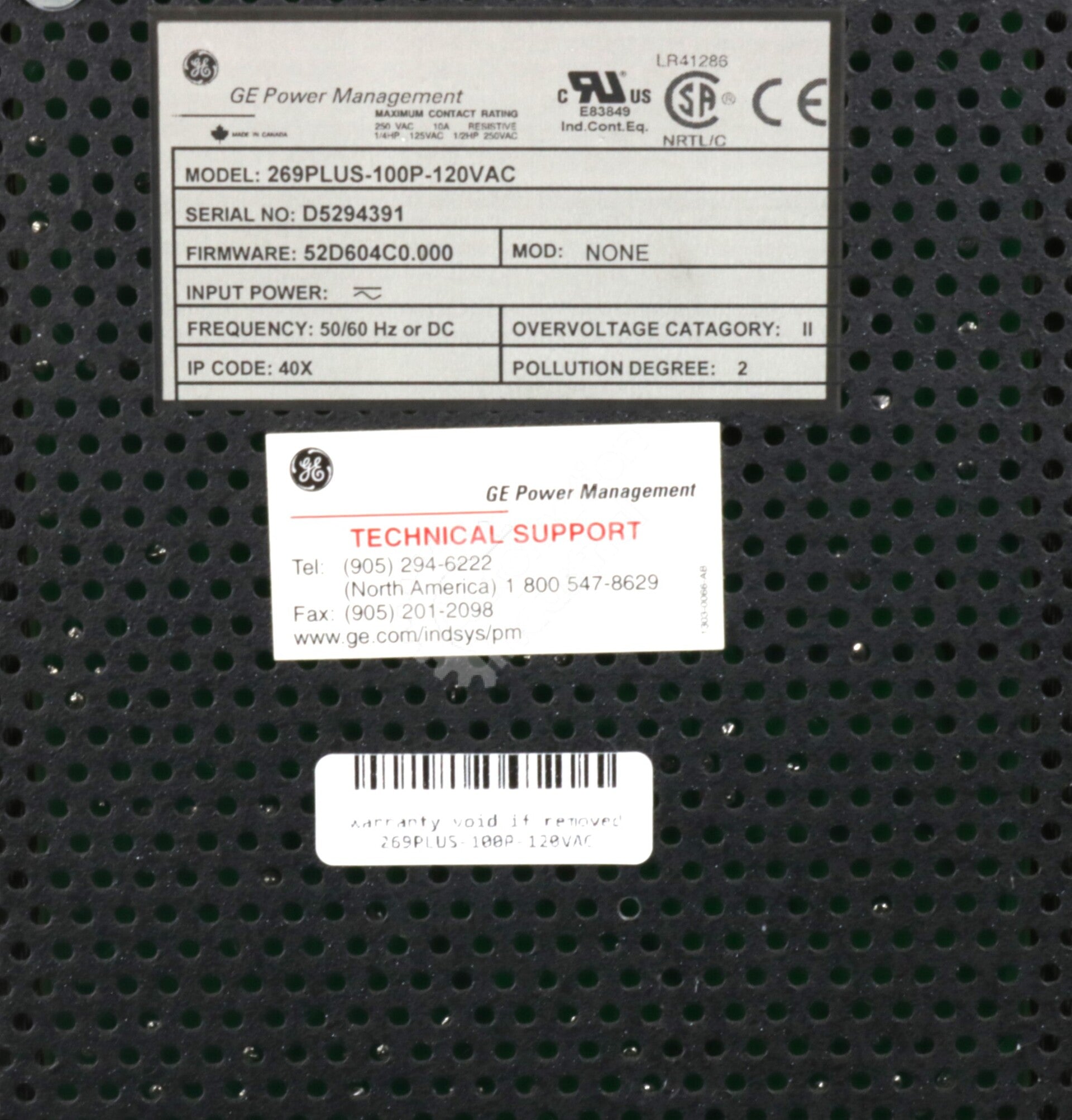 269PLUS-100P-120VAC GE Multilin Motor Management Relay