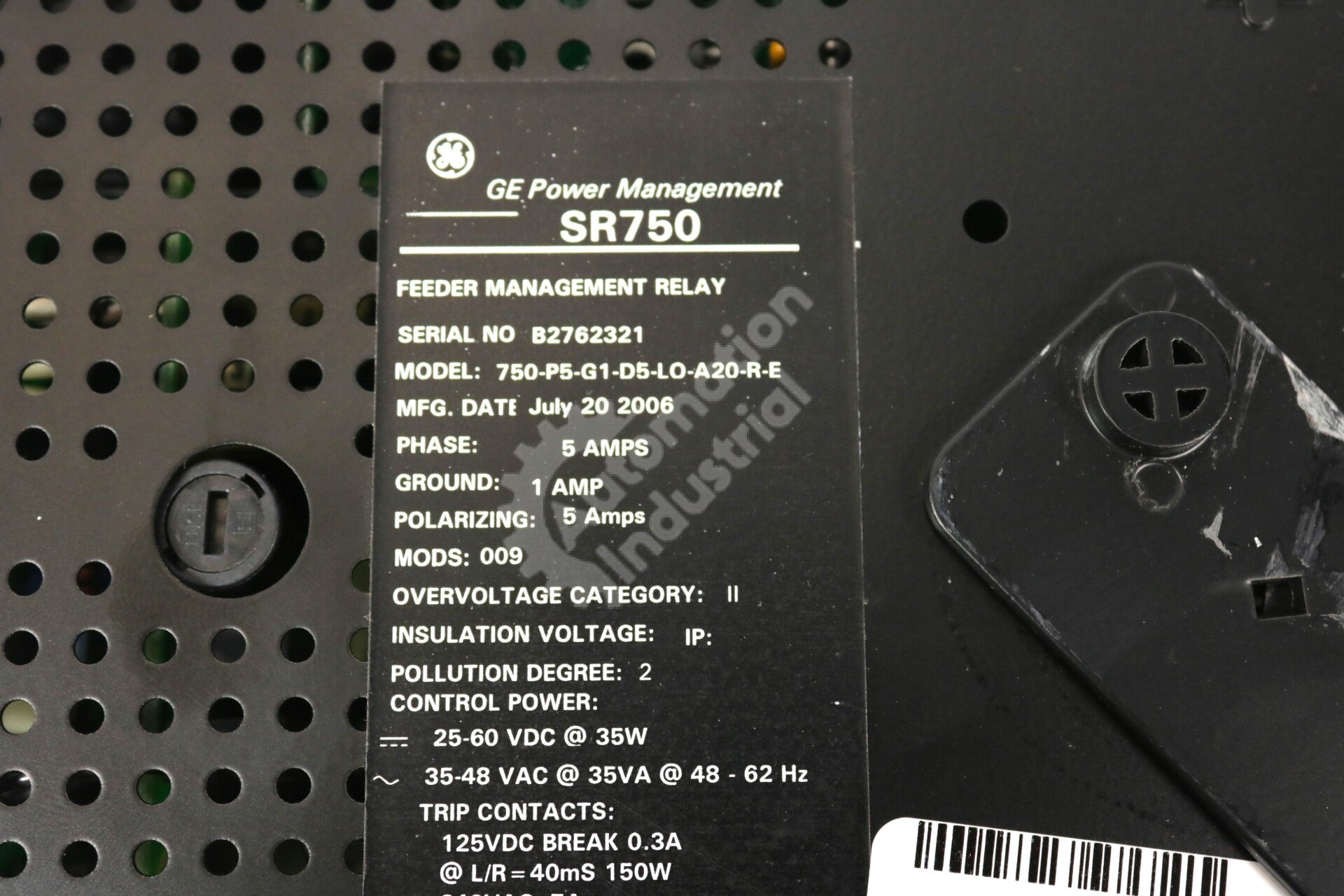 750-P5-G1-D5-LO-A20-R-E By GE Multilin 24VDC 750 Feeder Management Relay