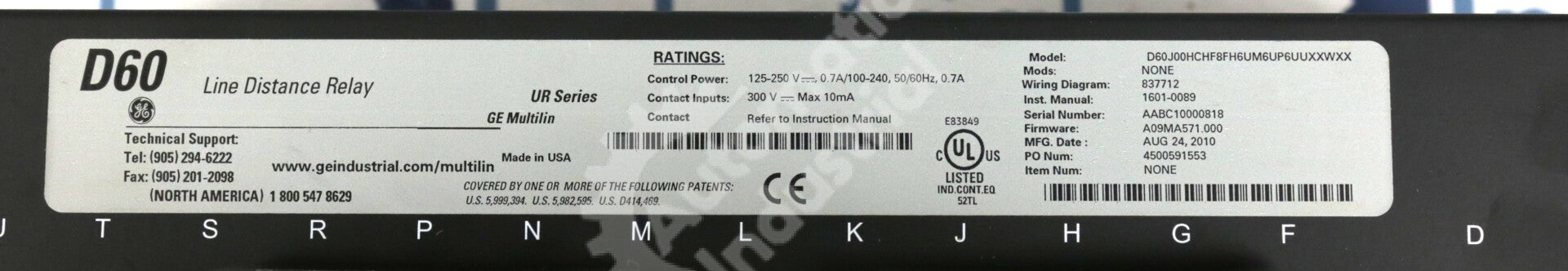 D60J00HCHF8FH6UM6UP6UUXXWXX By GE Multilin D60 Line Distance Relay