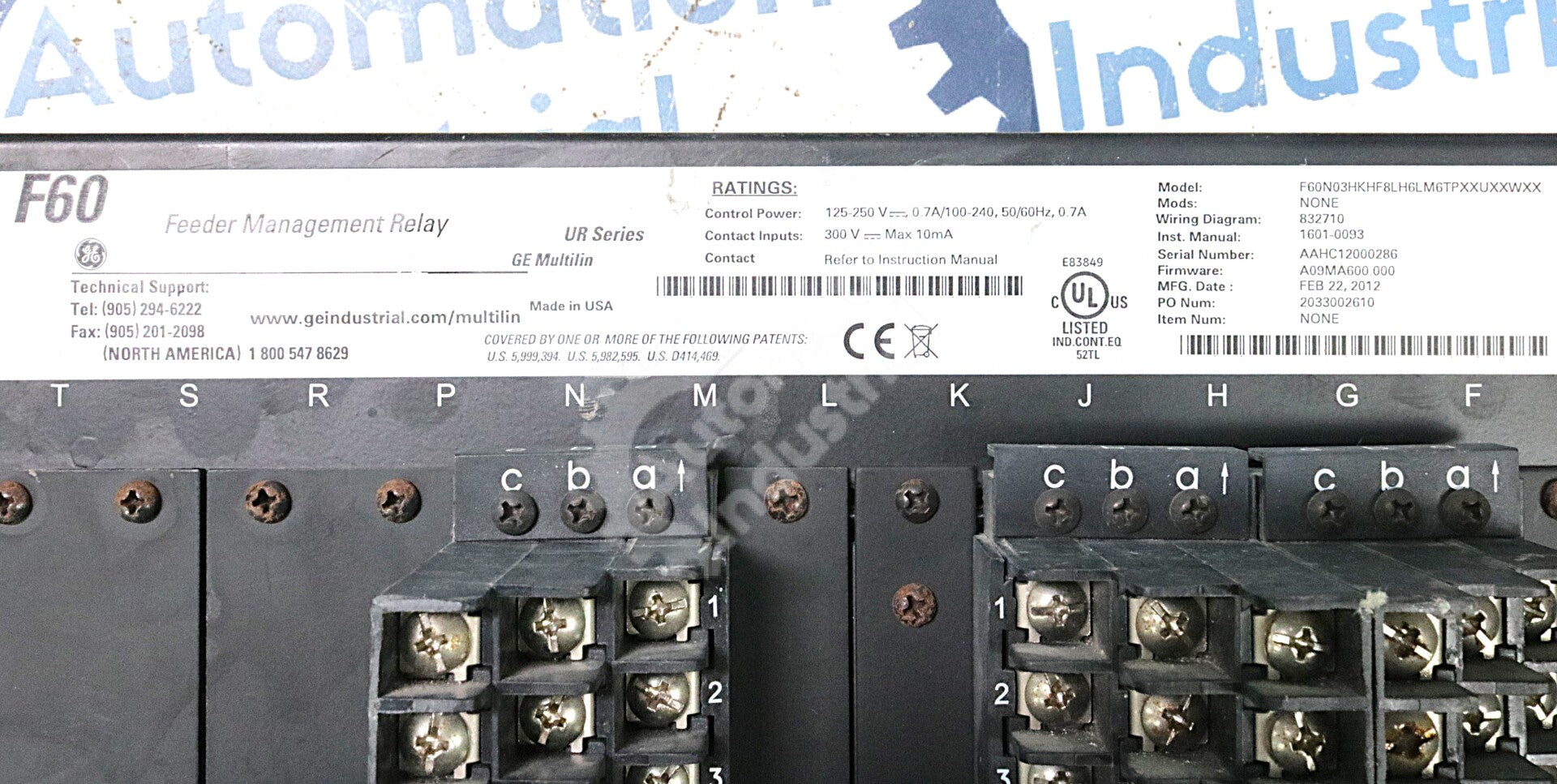 F60N03HKHF8LH6LM6TPXXUXXWXX By GE Multilin F60 Feeder Management Relay