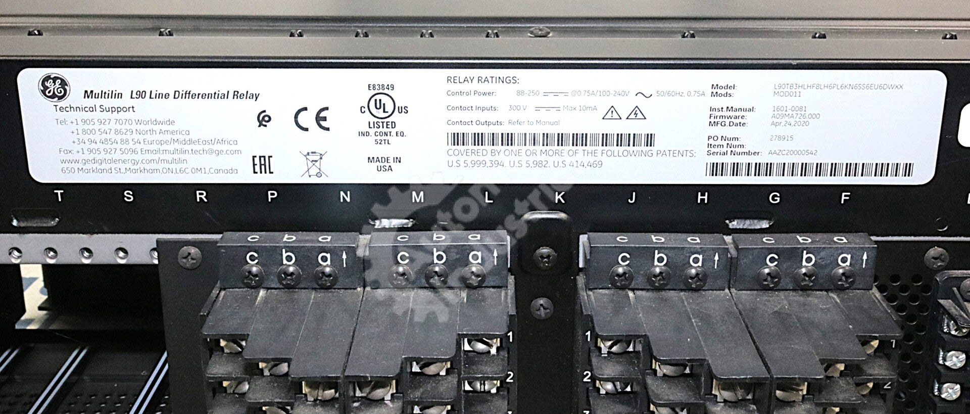 L90-3LH By GE Multilin 50/60Hz 100-240V 10mA L90 Line Differential Relay