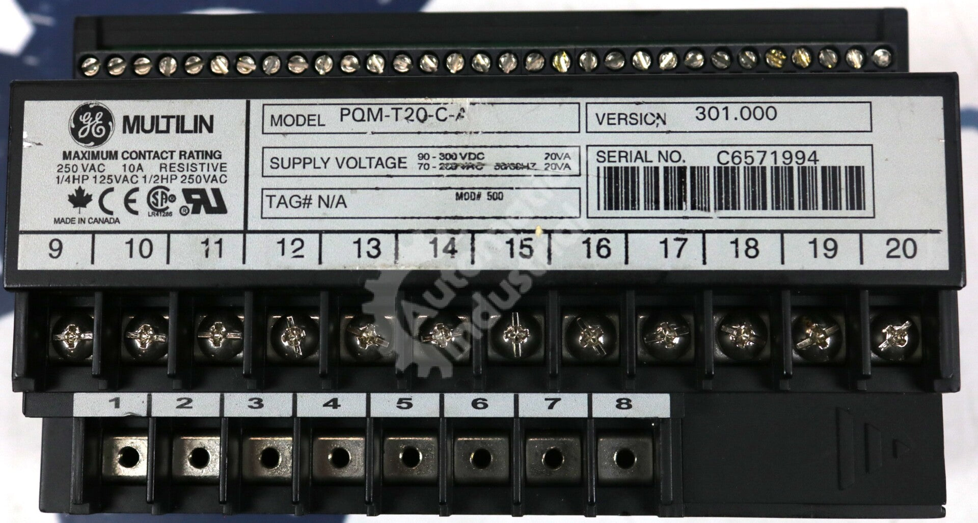 PQM-T20-C-A By GE Multilin 250 VAC 4-20 MA Analog I/O Power Quality Meter