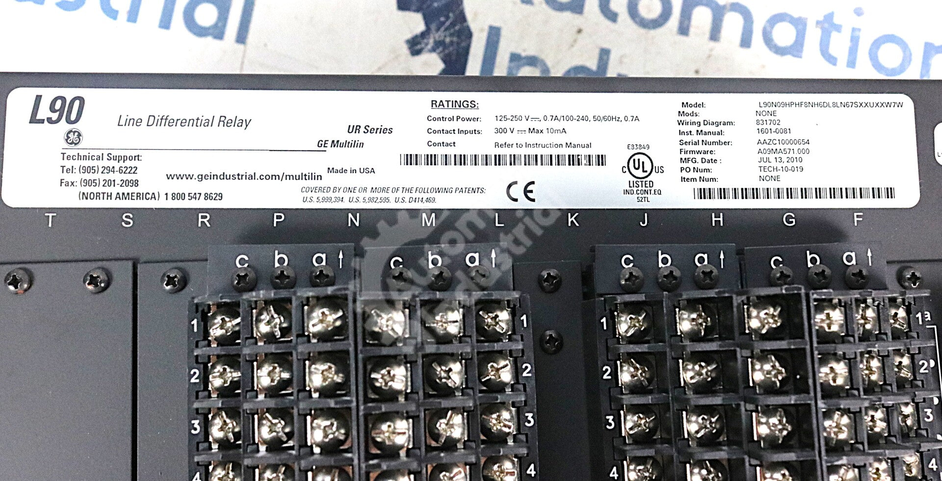 L90N09HPHF8NH6DL8LN67SXXUXXW7W By GE Multilin 250VAC L90 Line Differential Relay