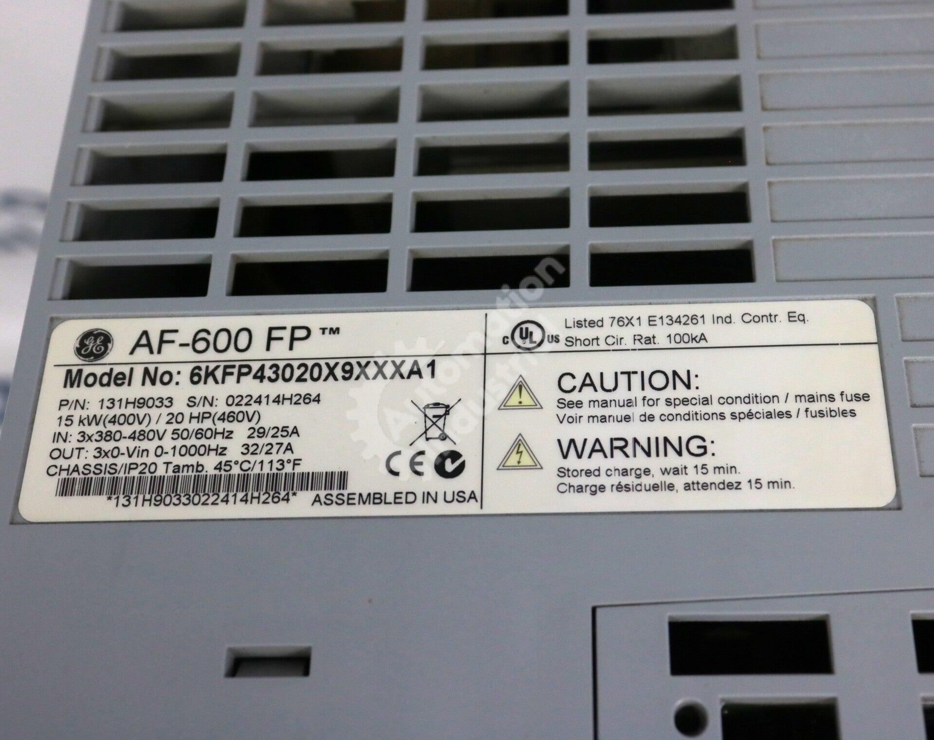 6KFP43020X9XXXA1 By General Electric 20HP 460V AF-600 FP Drive