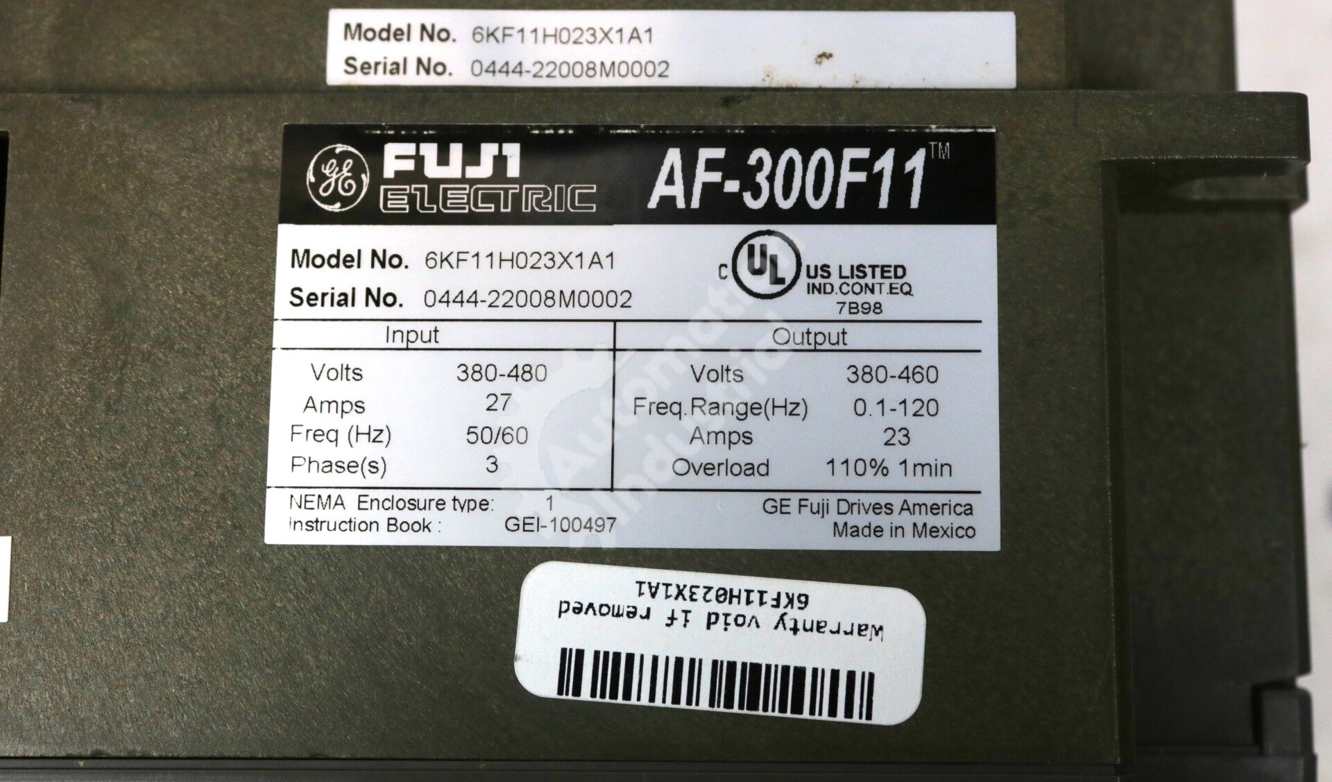 6KF11H023X1A1 By GE Fuji 3-Phase 23-Amp Speed Controller Drive AF-300 F11 Series