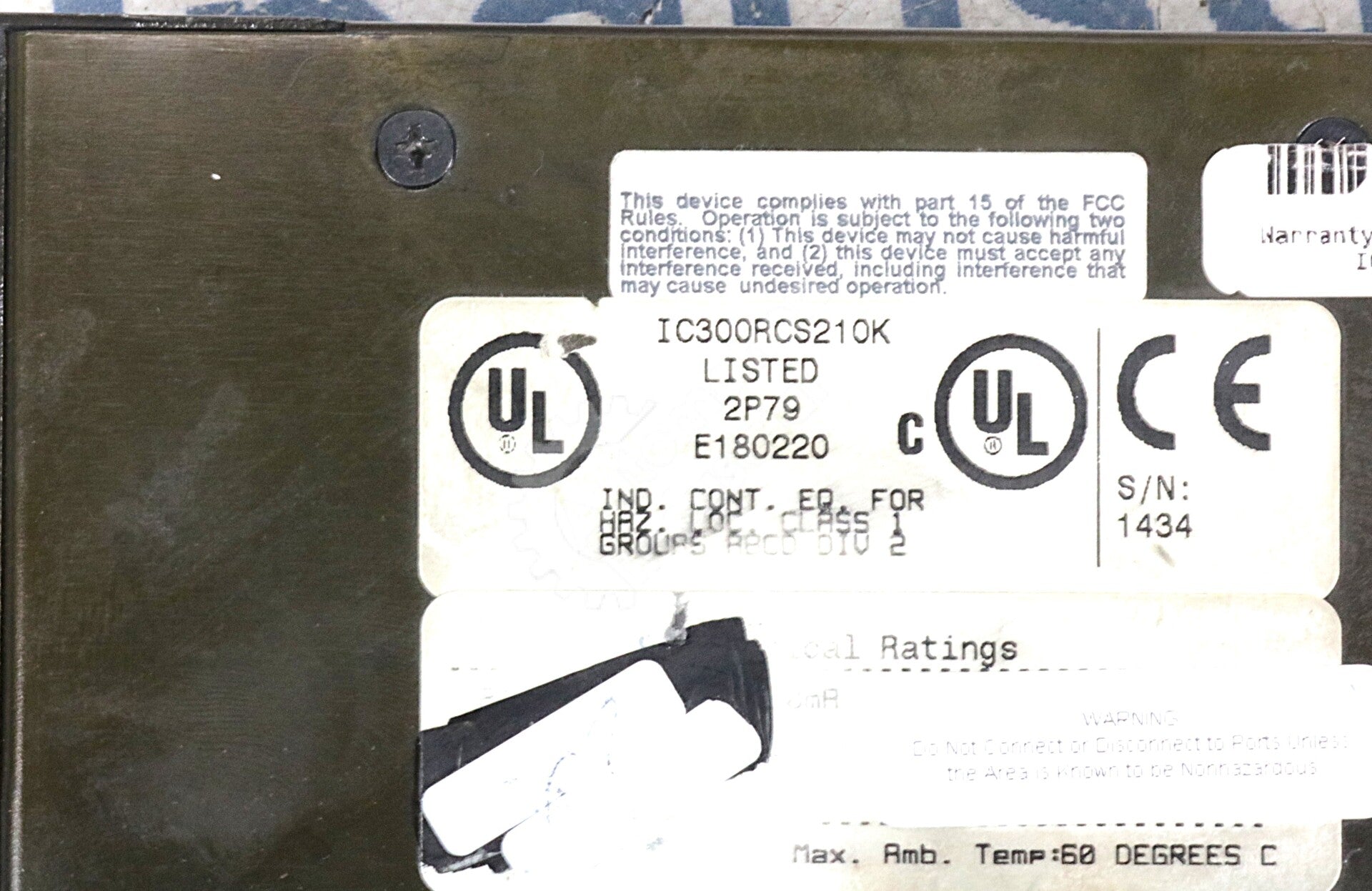 IC300RCS210 By General Electric IC300RCS210K 24VDC 150mA Remote Control Station
