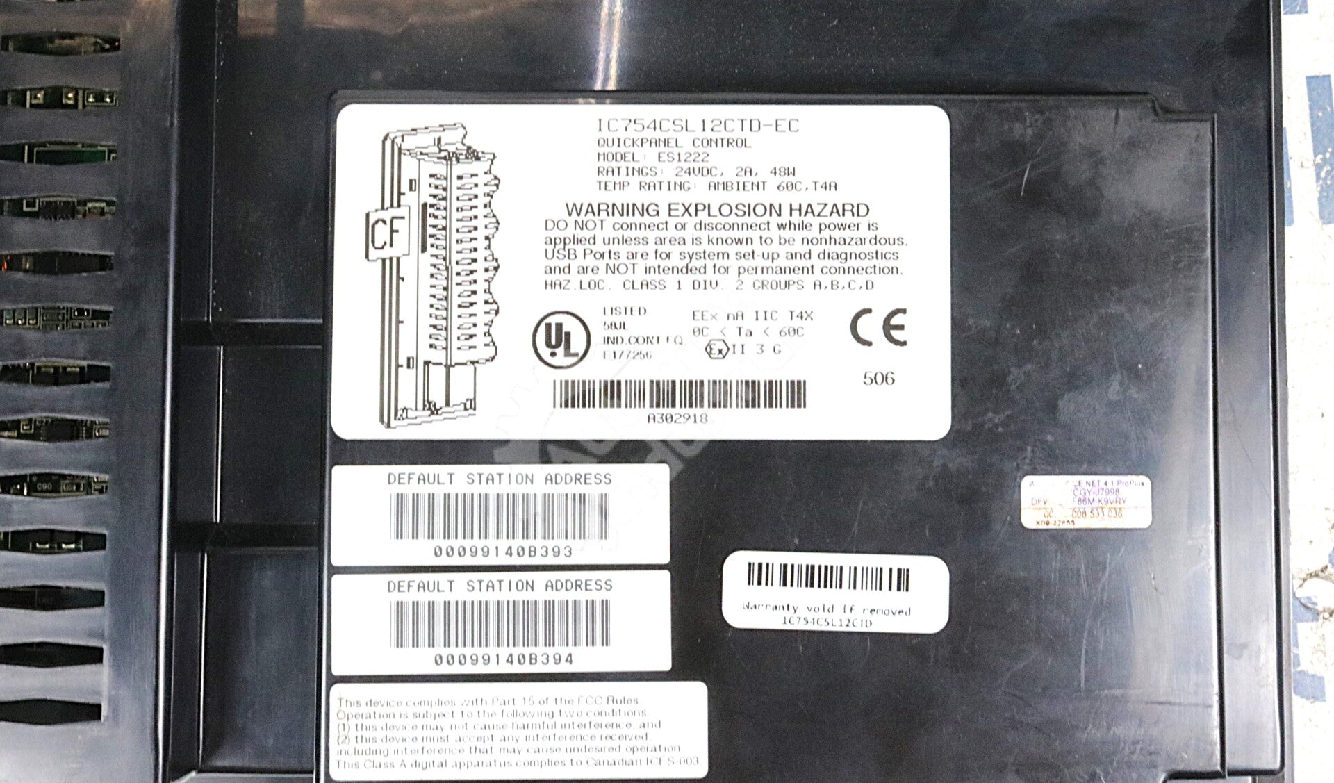 IC754CSL12CTD By General Electric ES1222 12In 24VDC Color QuickPanel Interface