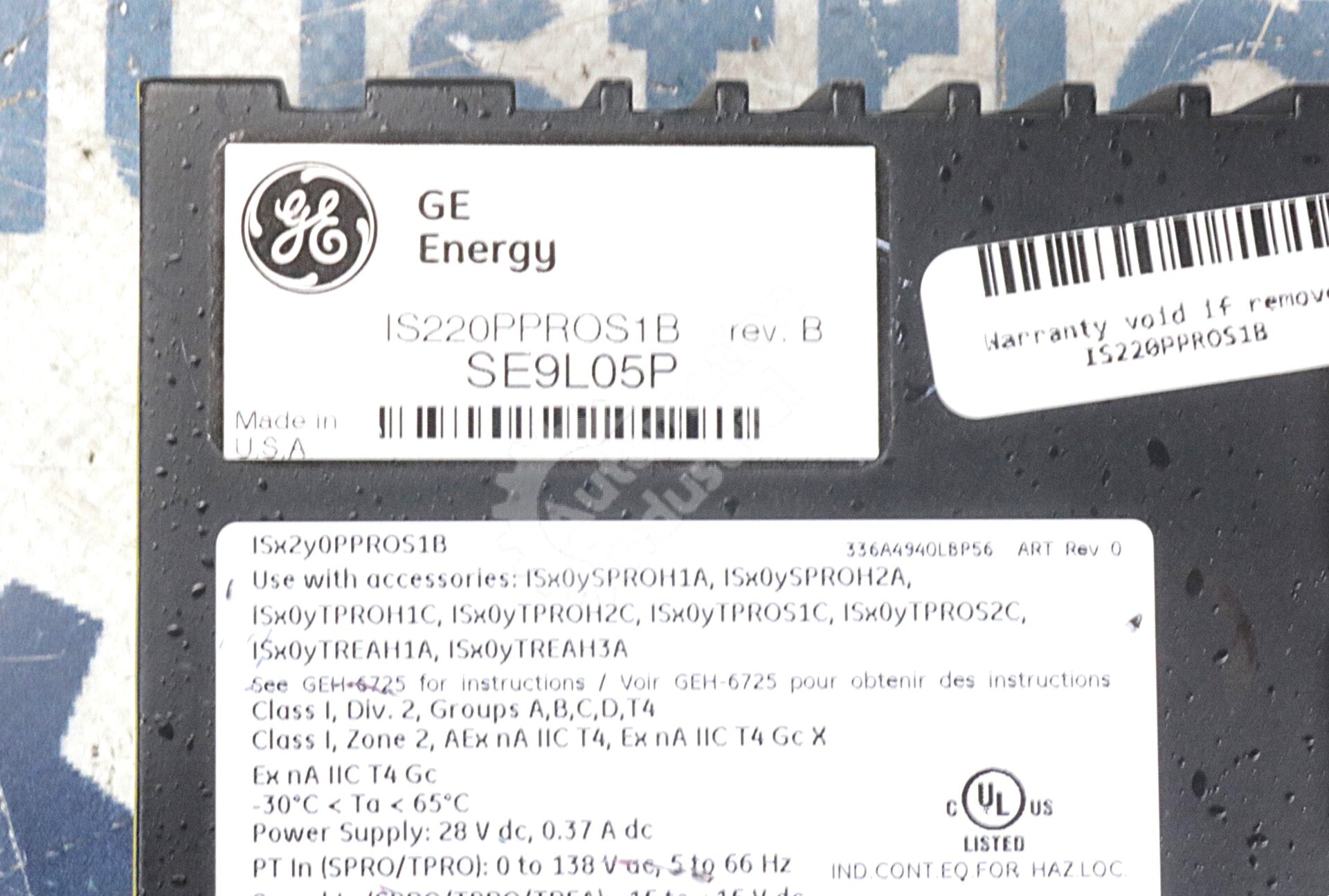 IS220PPROS1B By General Electric Back UP Turbine Protection I/O Pack