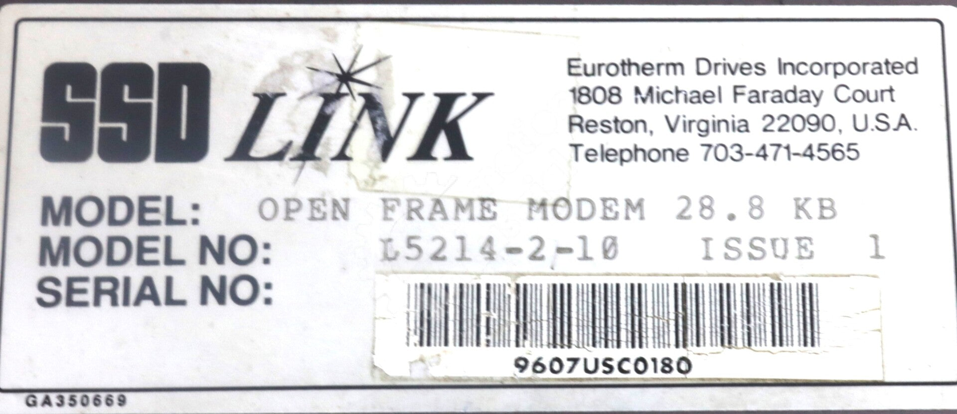 L5214-2-10 By Parker Eurotherm SDD Open Frame Modem Processor Module