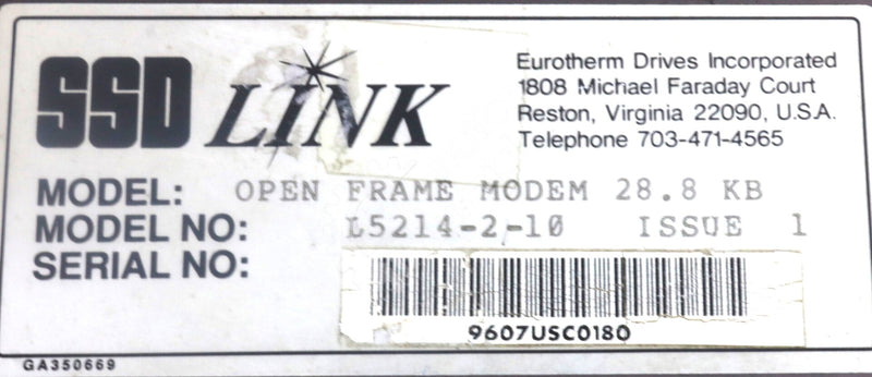 L5214-2-10 By Parker Eurotherm SDD Open Frame Modem Processor Module