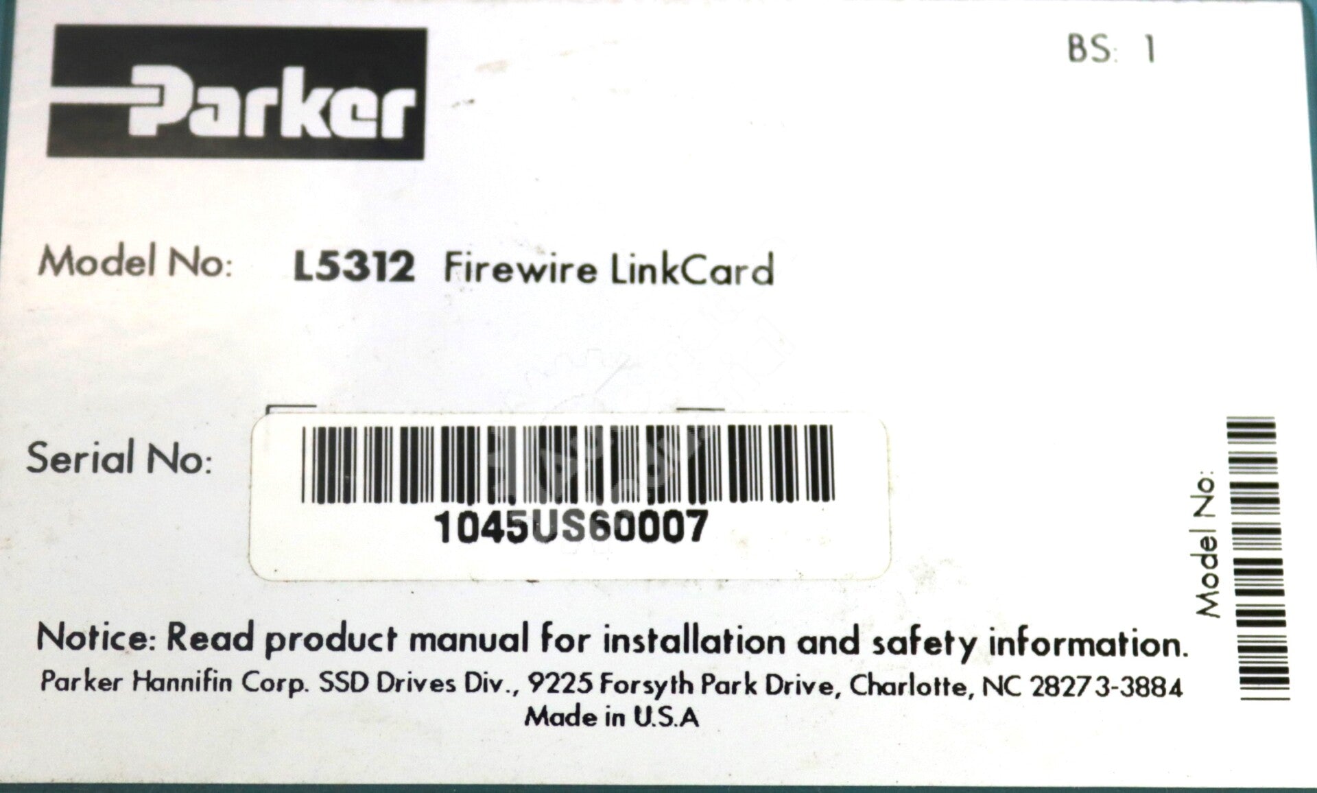 L5312 By Parker Eurotherm SSD Firewire Link Card