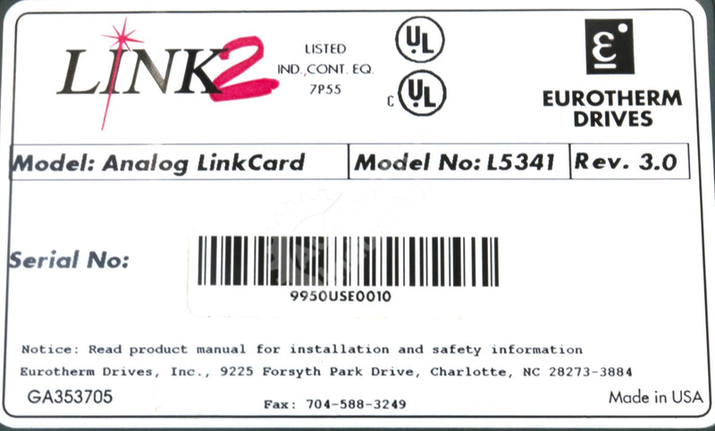 L5341 By Parker Eurotherm SSD Analog Link Card