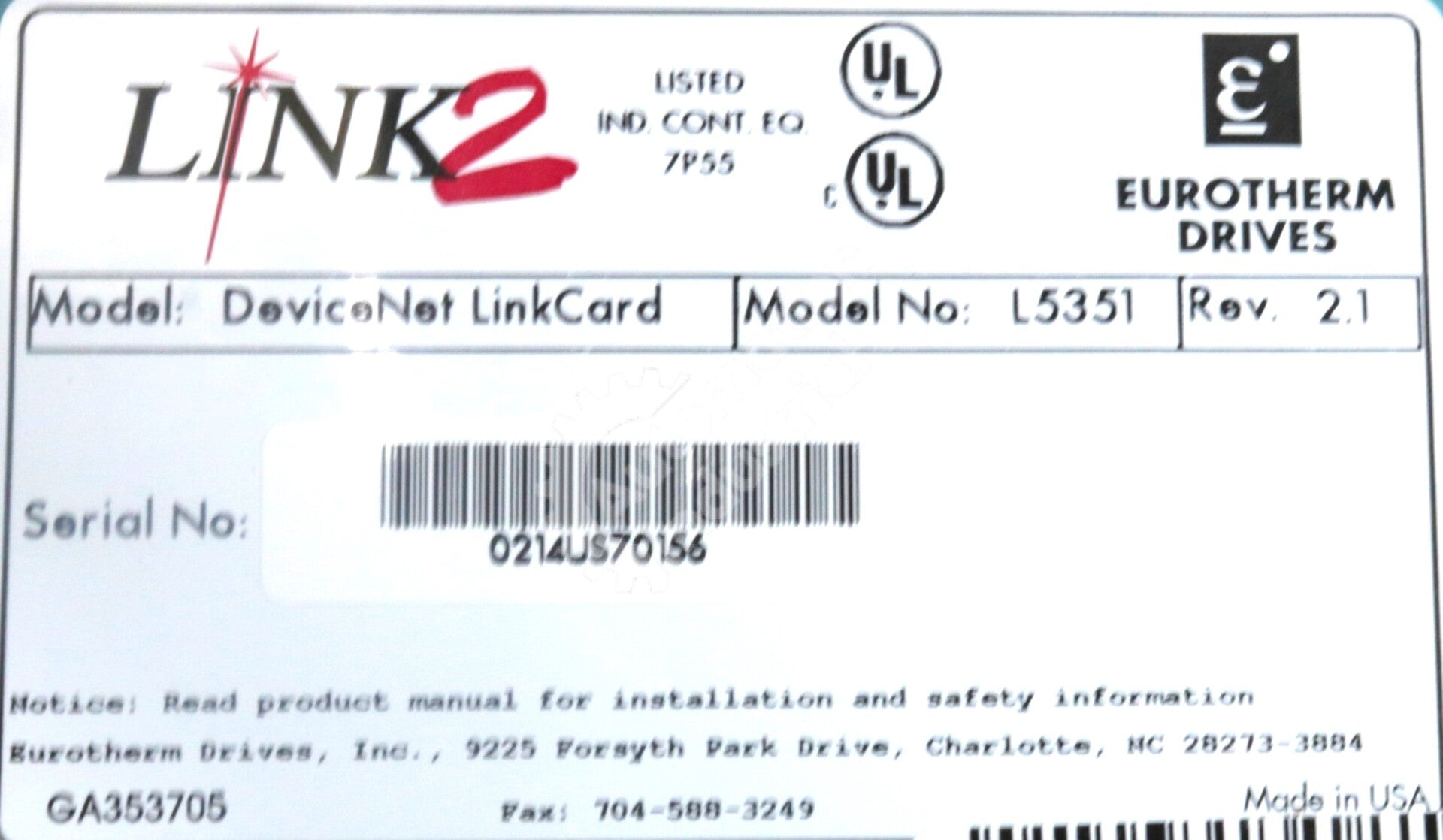 L5351 By Parker Eurotherm SSD Device Net Link Card