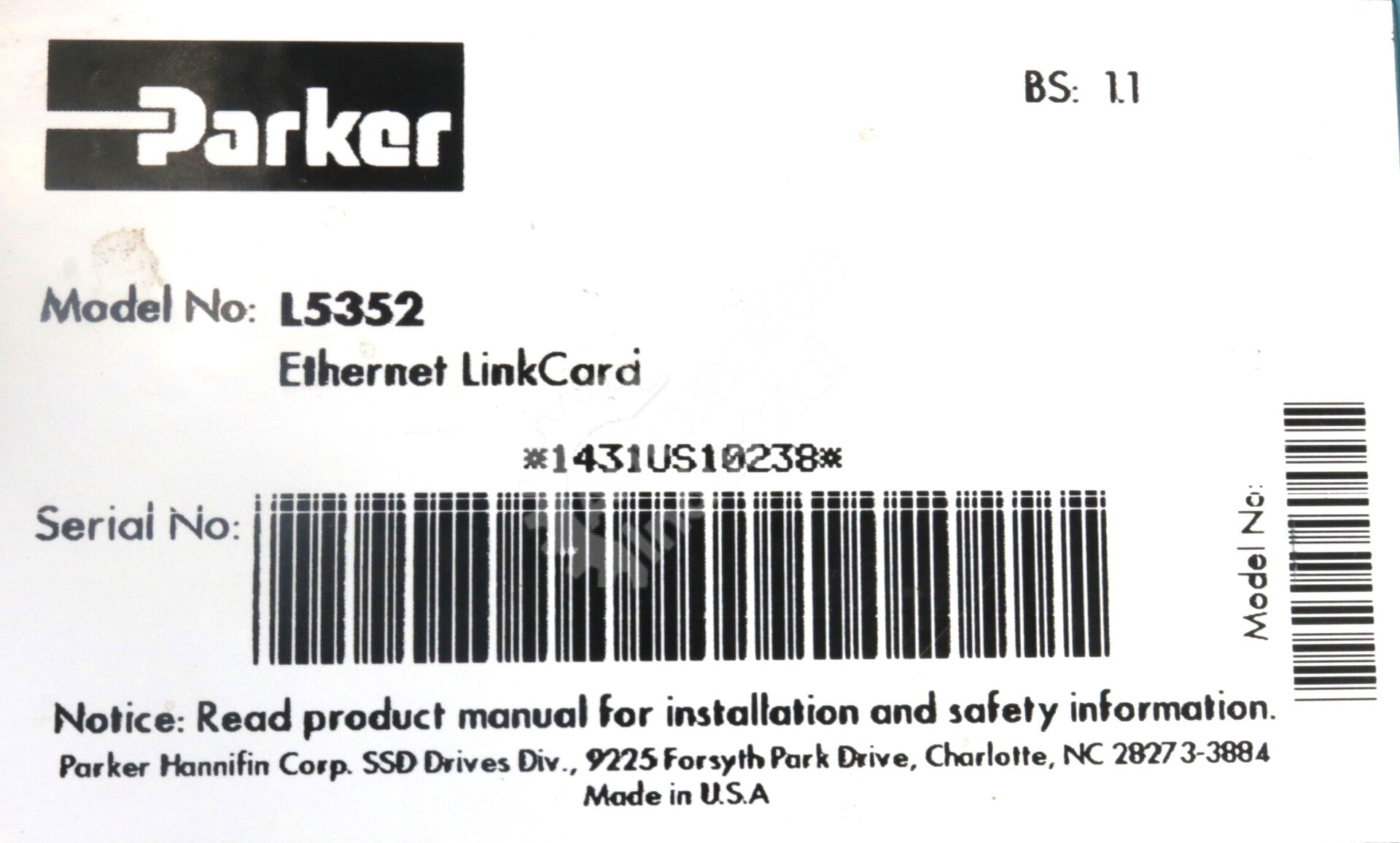 L5352 By Parker Eurotherm SSD Ethernet Link Card