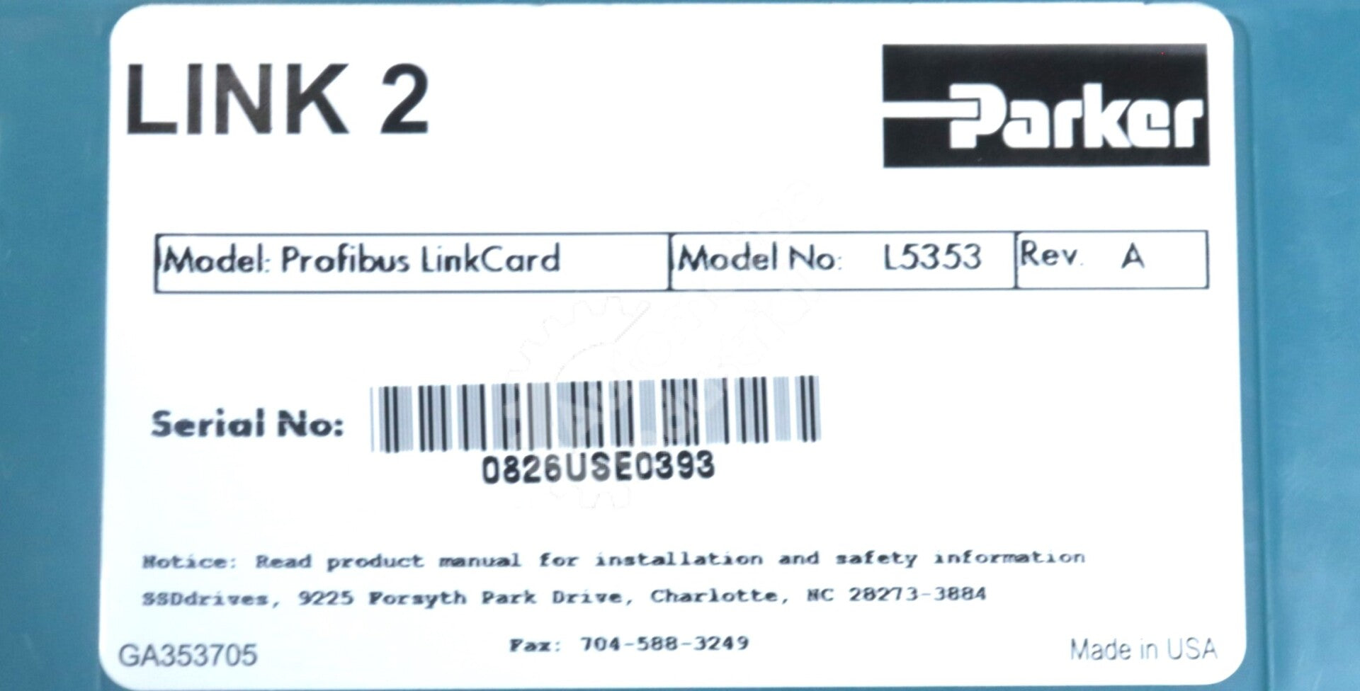 L5353 By Parker Eurotherm SSD Profibus Link Card Module