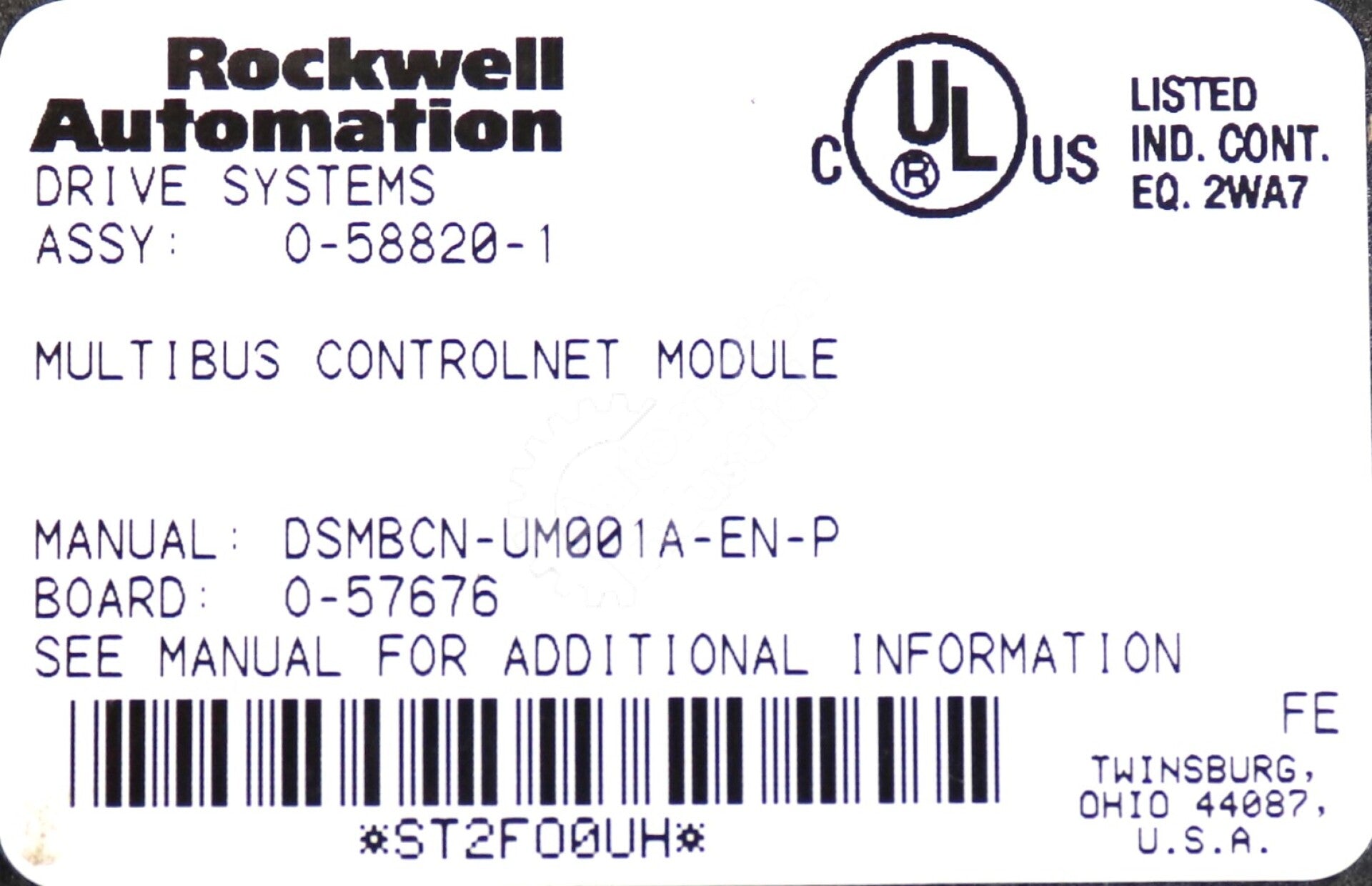 0-58820-1 By Reliance Electric MultiBus ControlNet Module AutoMax