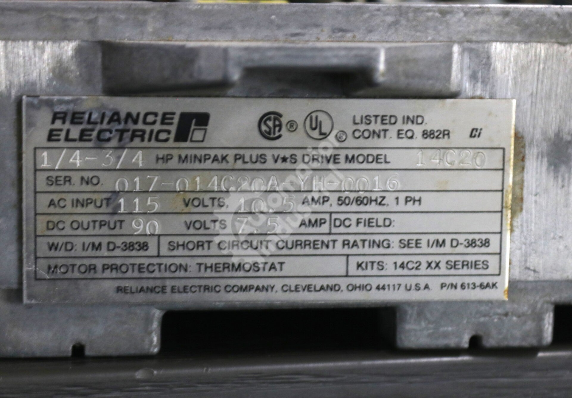 14C20 By Reliance Electric 1-Phase 3/4 HP 10.5 AMP AC Drive MinPak Plus