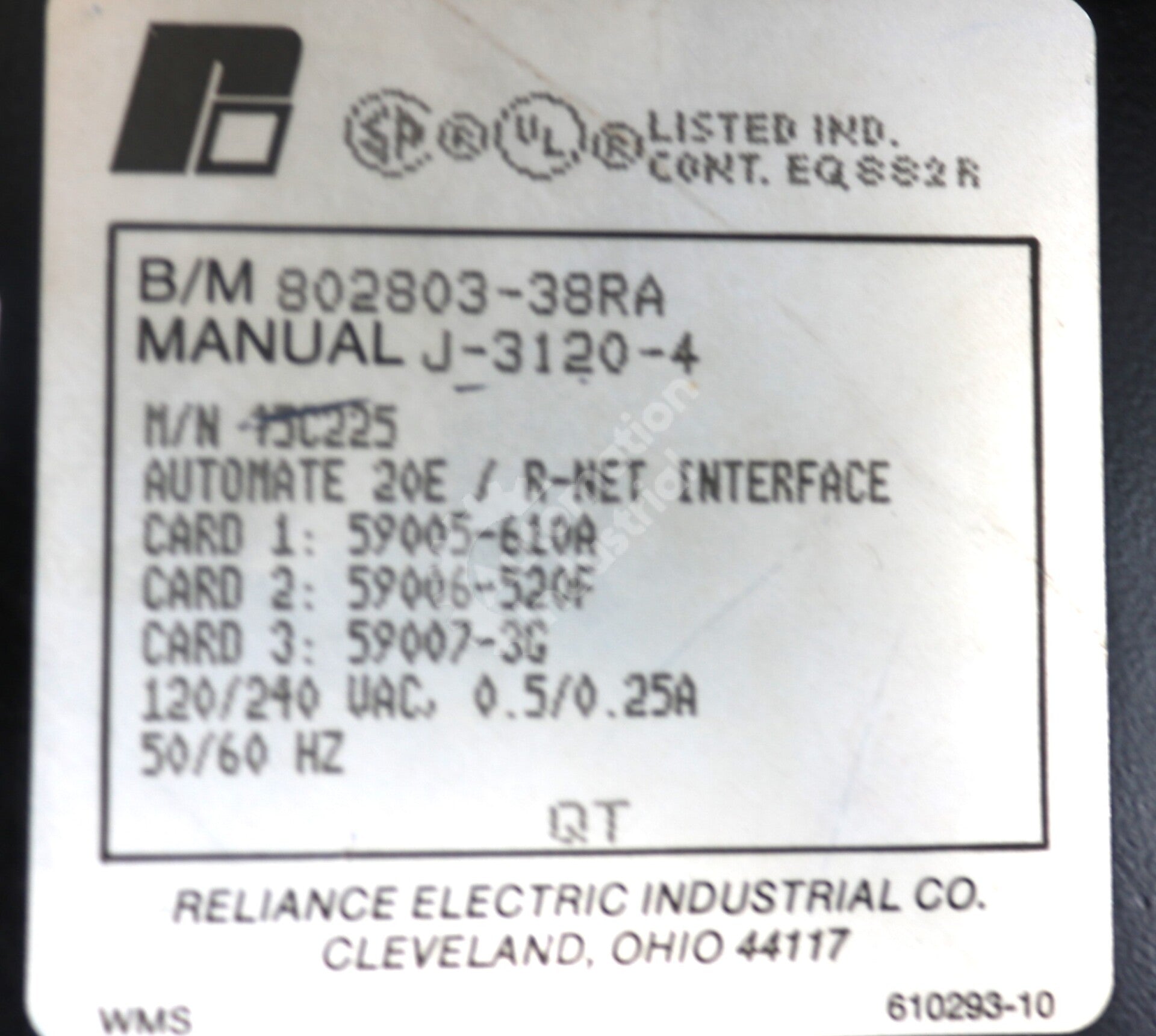 45C225 By Reliance Electric 20E/R-Net Interface Programmable Controller AutoMate