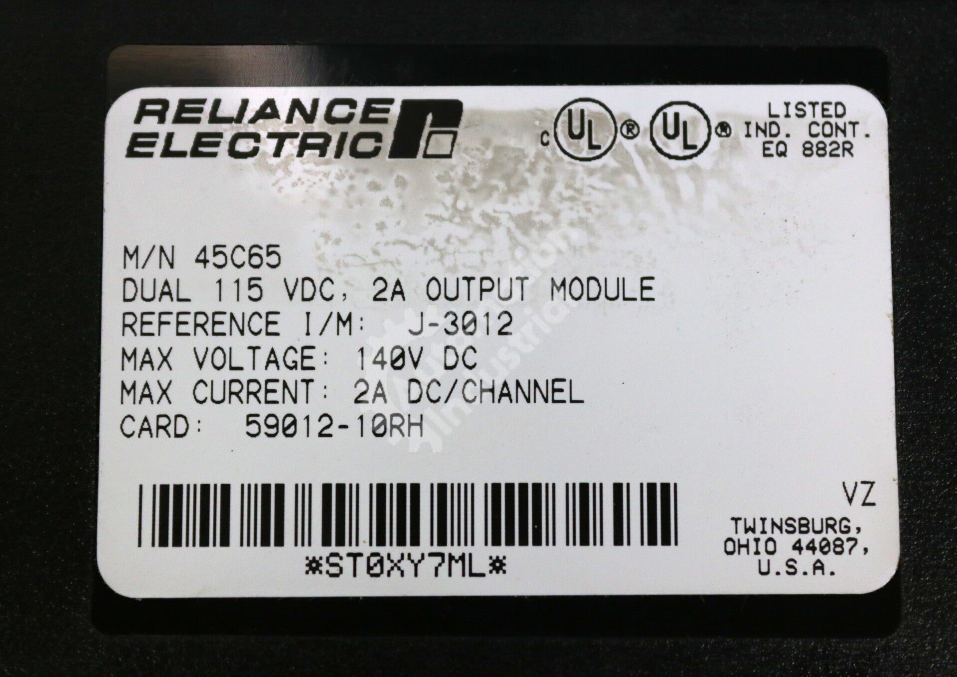 45C65 By Reliance Electric Dual 115 VDC, 2A Output Module AutoMate