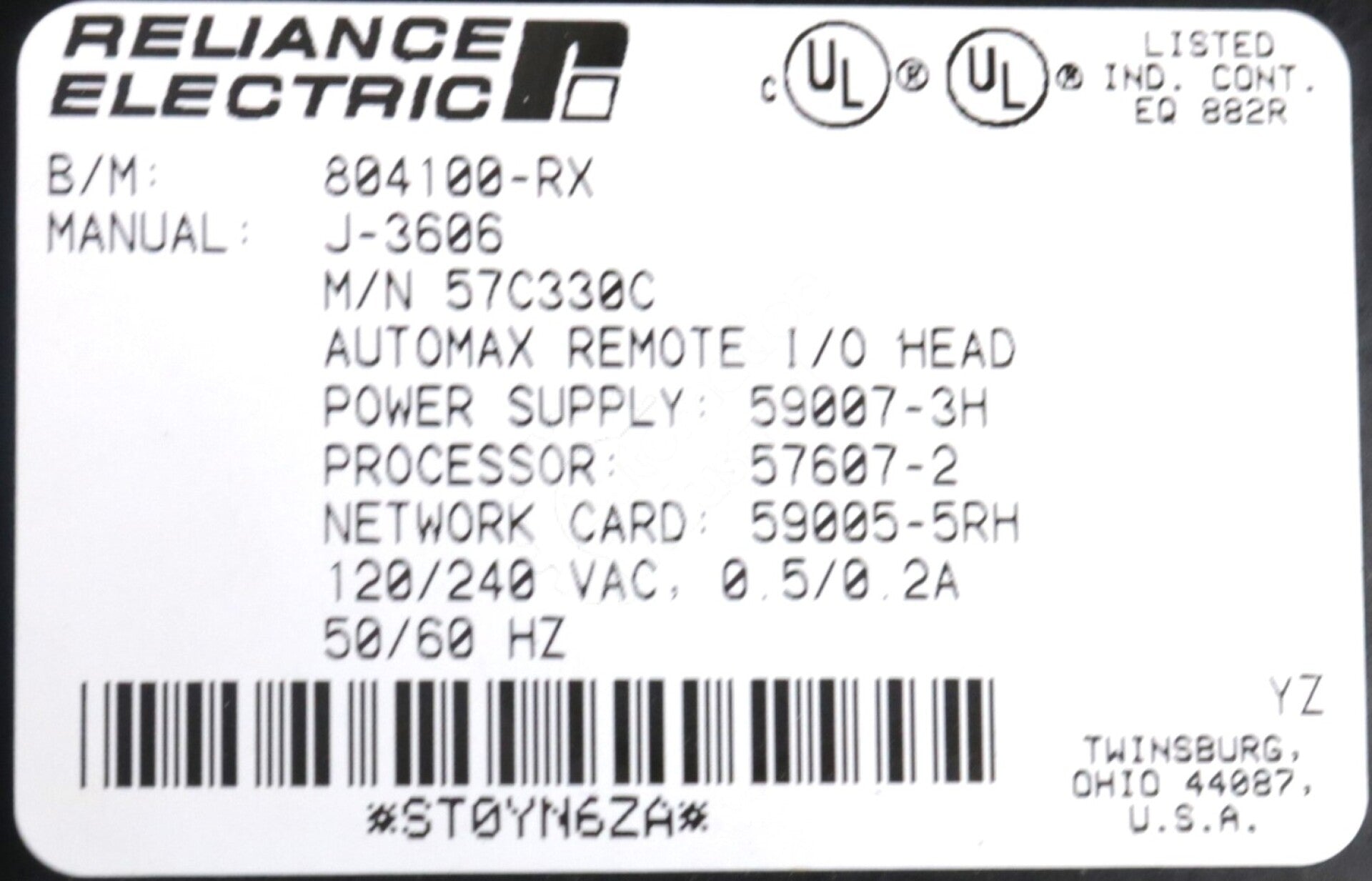 57C330C By Reliance Electric Remote I/O Head AutoMax